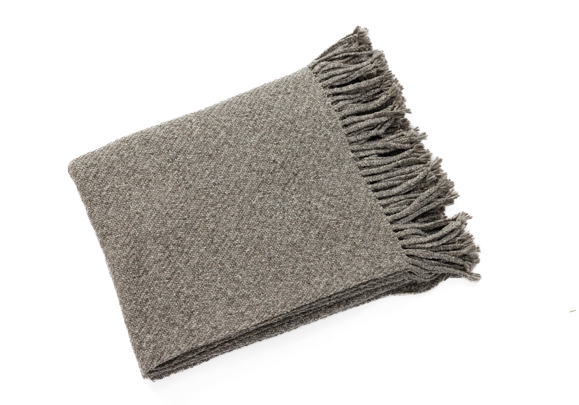 Kulsi Collection - Handloomed Peruvian Pima Cotton & Undyed Baby Alpaca Graphite Throw Blanket From Peru
