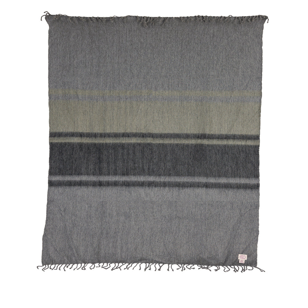 Kallpa Collection - Handwoven Storm Grays & Olive Alpaca Throw Blanket From Ecuador