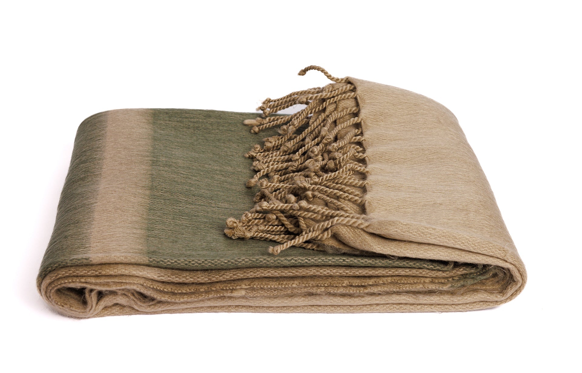 Kallpa Collection - Handwoven Tobacco Olive & Khaki Alpaca Throw Blanket From Ecuador
