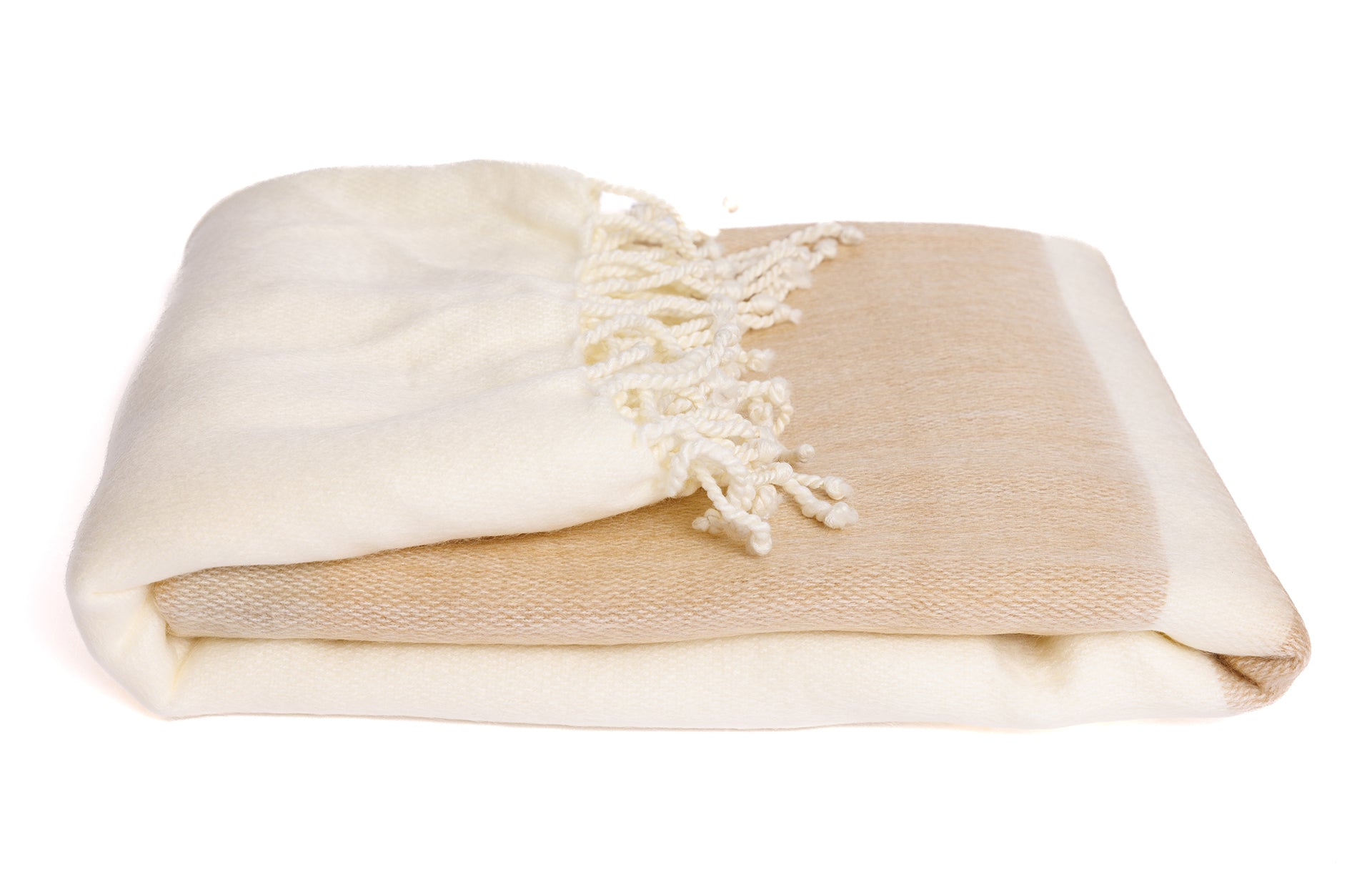 Kallpa Collection - Handwoven Natural Tobacco & Wheat Alpaca Throw Blanket from Ecuador