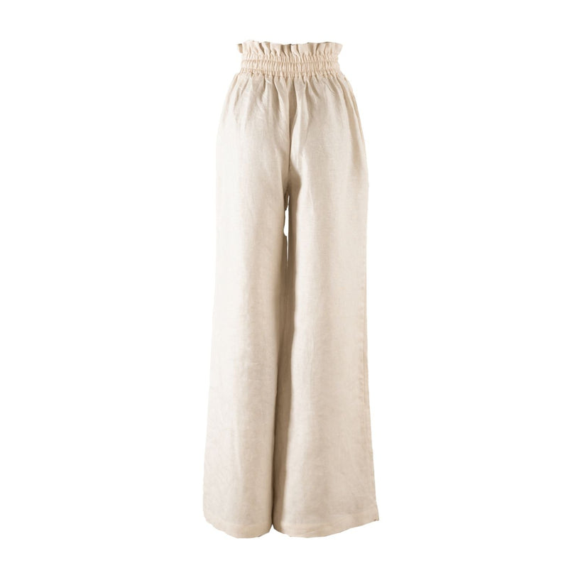 Kampot Linen High Waisted Lounge Pant in Tan - Paz Lifestyle 