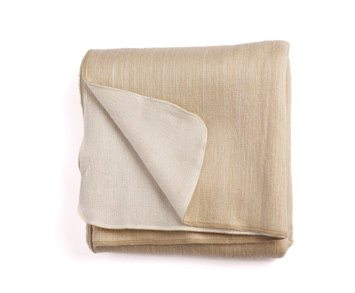 Reversible Handwoven Alpaca Throw Blanket | Natural Tobacco & White | Kani Collection
