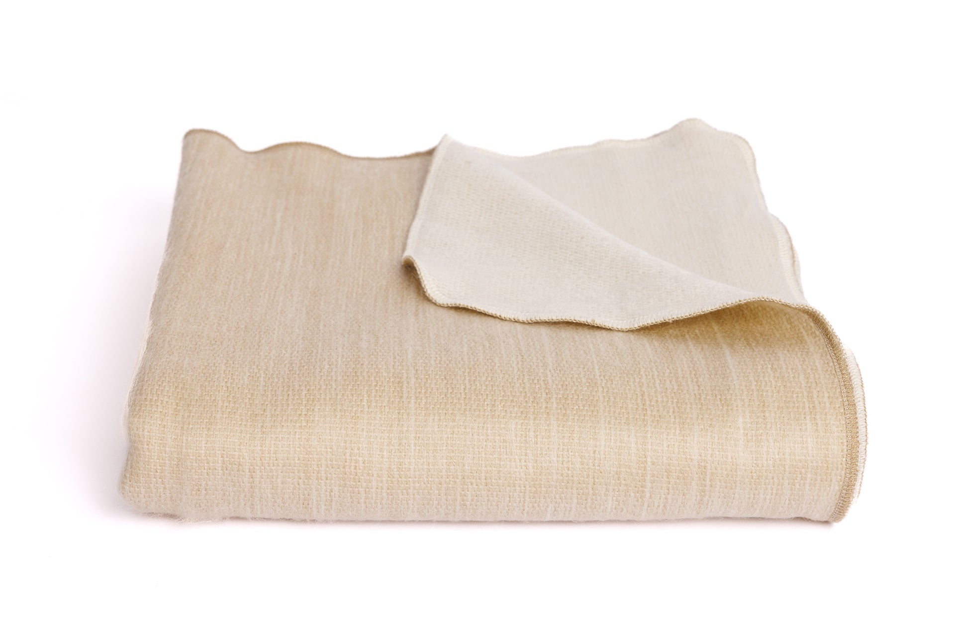 Kani Collection - Handwoven Reversible Natural Tobacco & White Alpaca Throw Blanket from Ecuador
