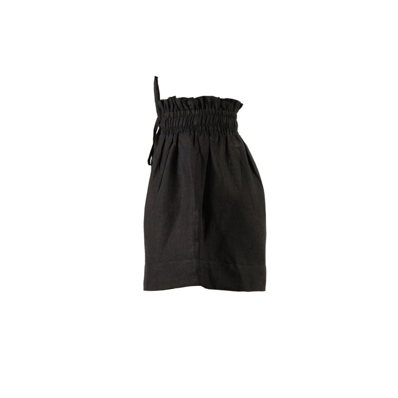 Kep Linen High Waisted Lounge Short in Black - Paz Lifestyle 
