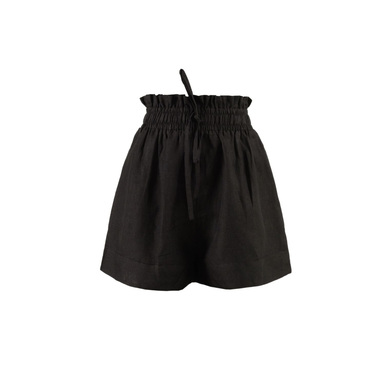 Kep Linen High Waisted Lounge Short in Black - Paz Lifestyle 