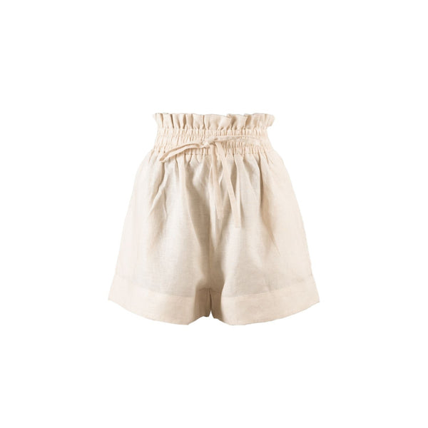 Kep Linen High Waisted Lounge Short in Tan - Paz Lifestyle 