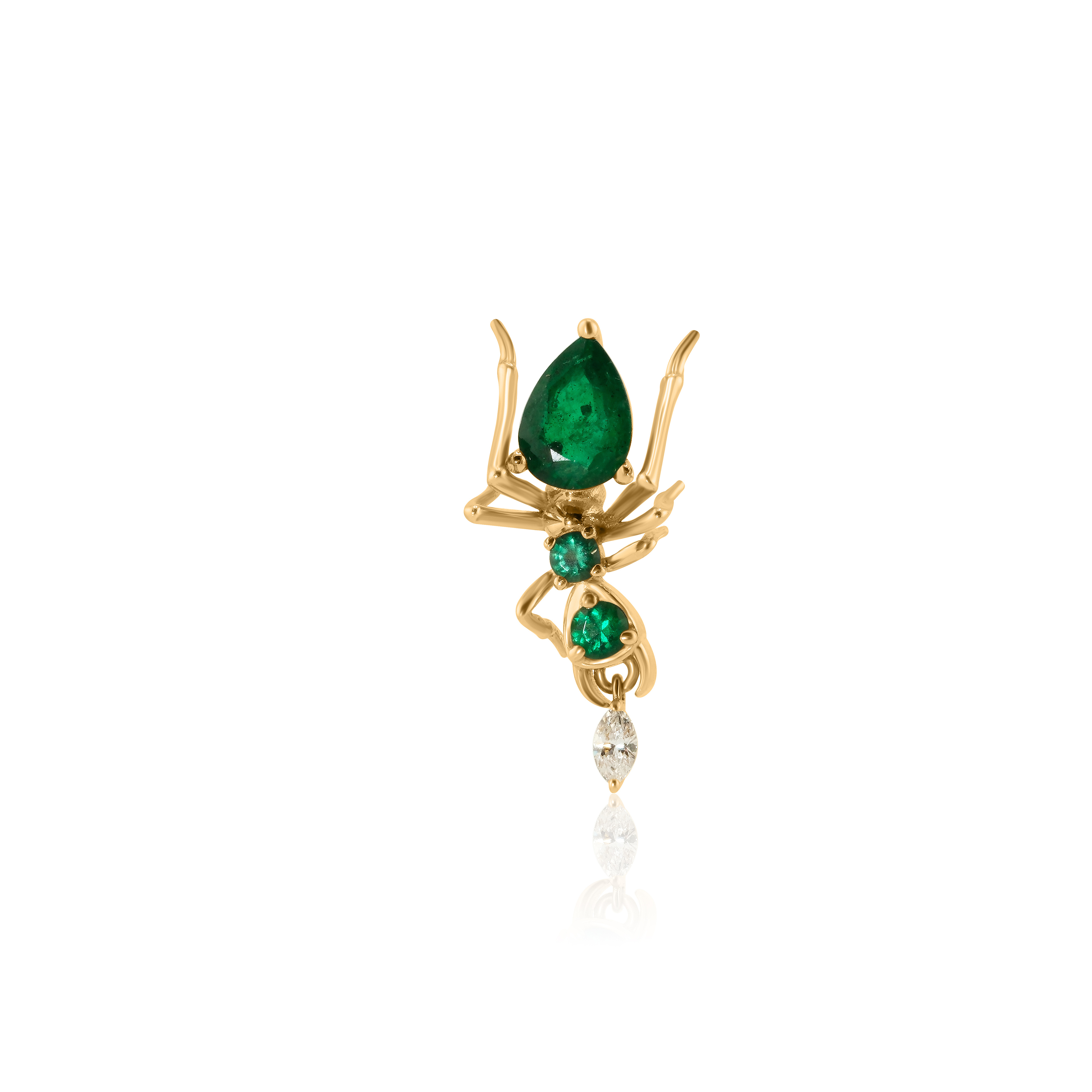 Kokoro Stud Earring Yellow Gold and Green Emeralds - Paz Lifestyle 