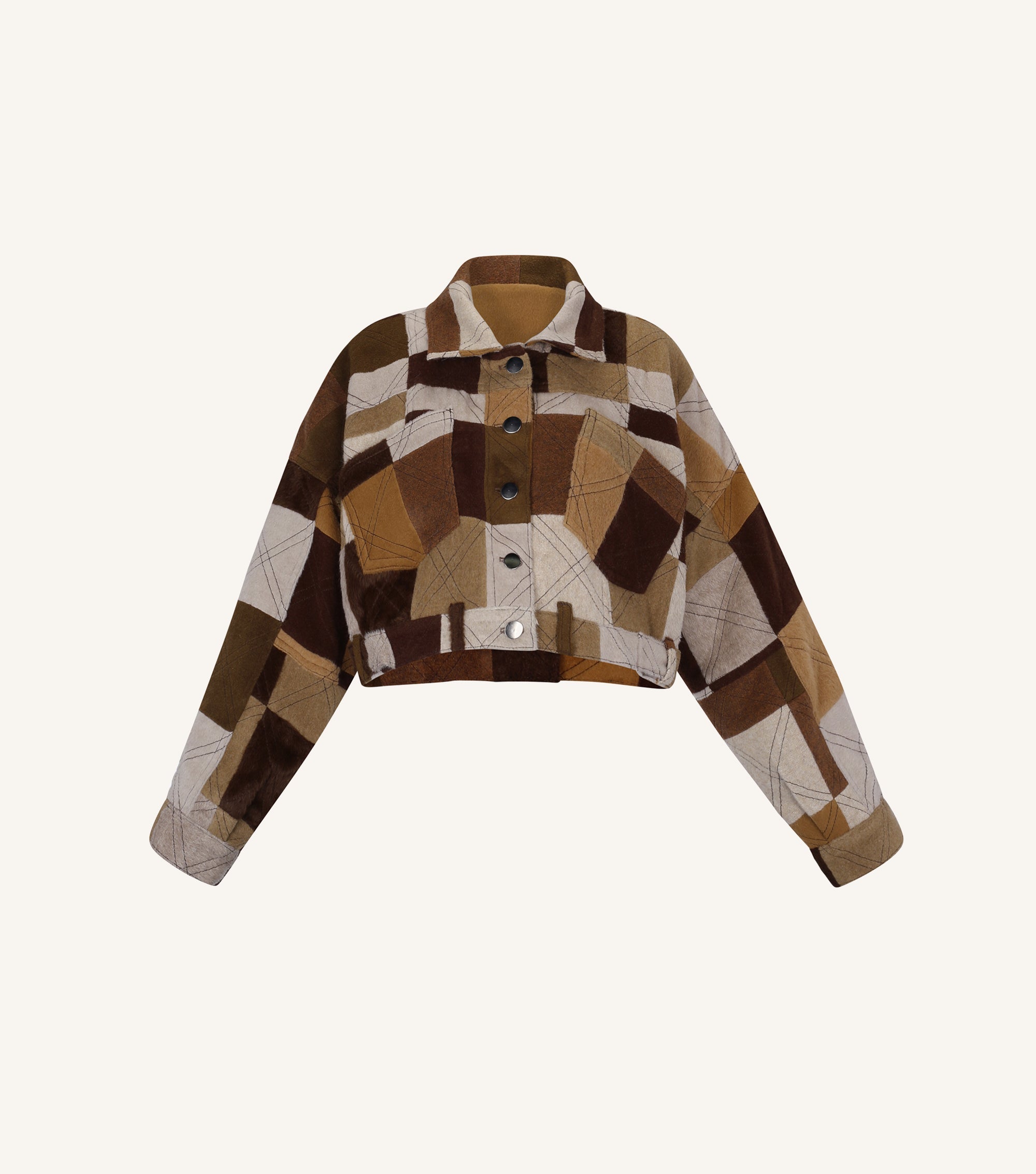 Renata Jacket in Tostada Patchwork Alpaca Wool - Paz Lifestyle 