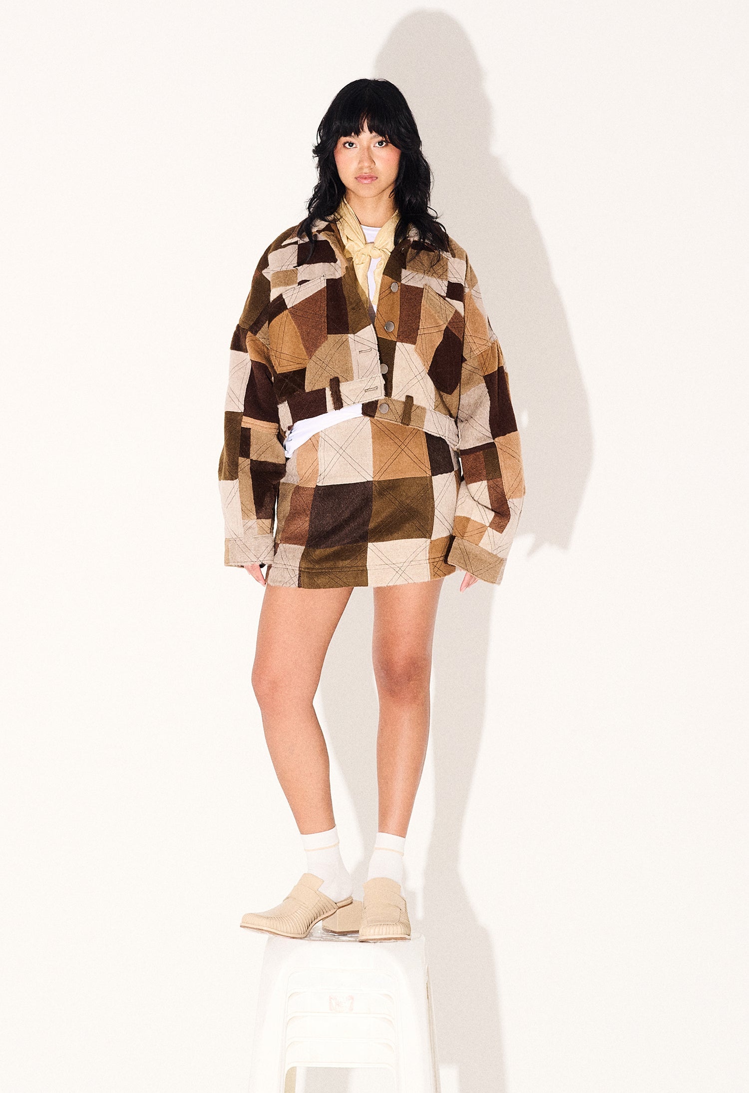 Renata Jacket in Tostada Patchwork Alpaca Wool - Paz Lifestyle 