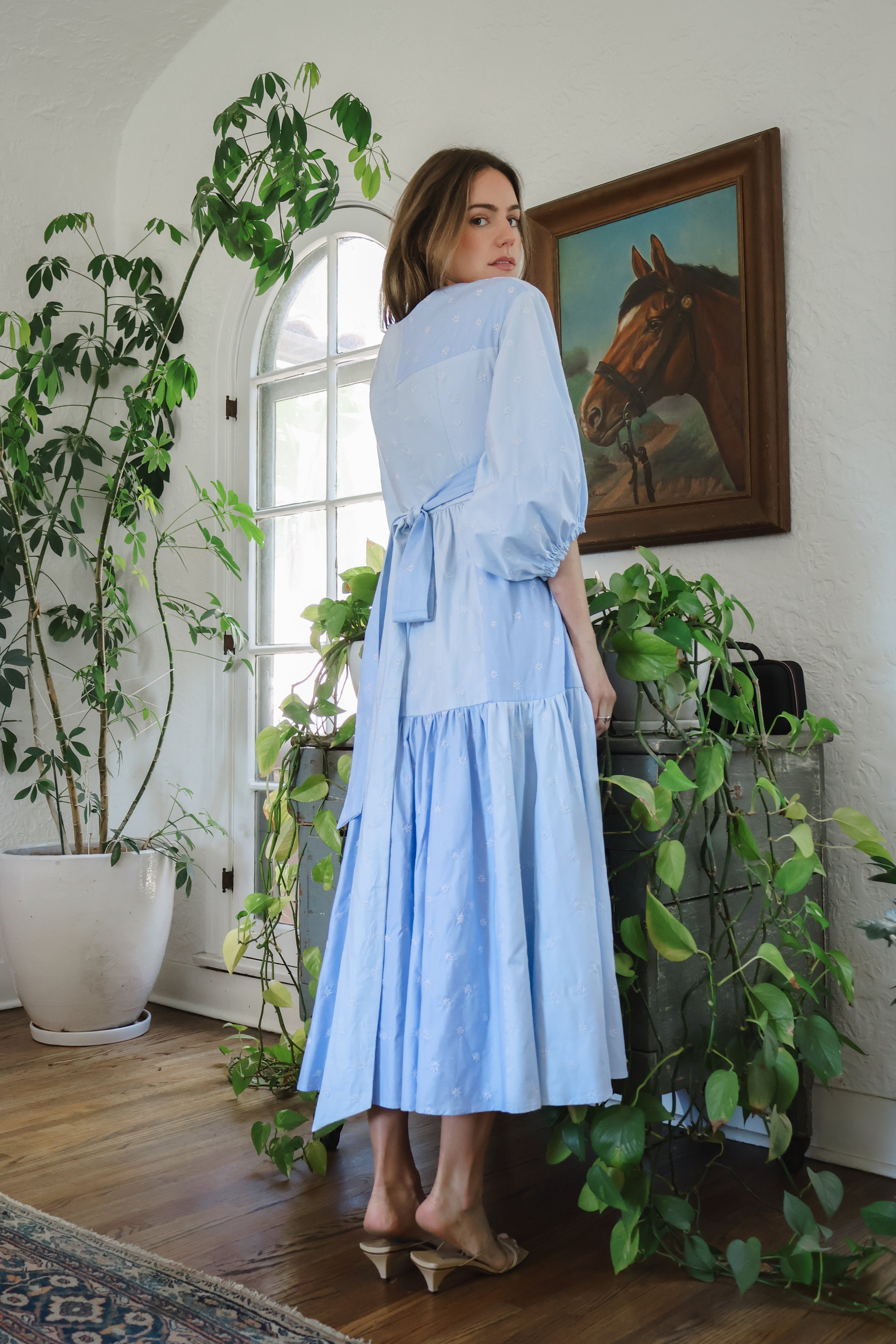 Calistoga Dress, Sky Blue Floral Embroidery - Paz Lifestyle 
