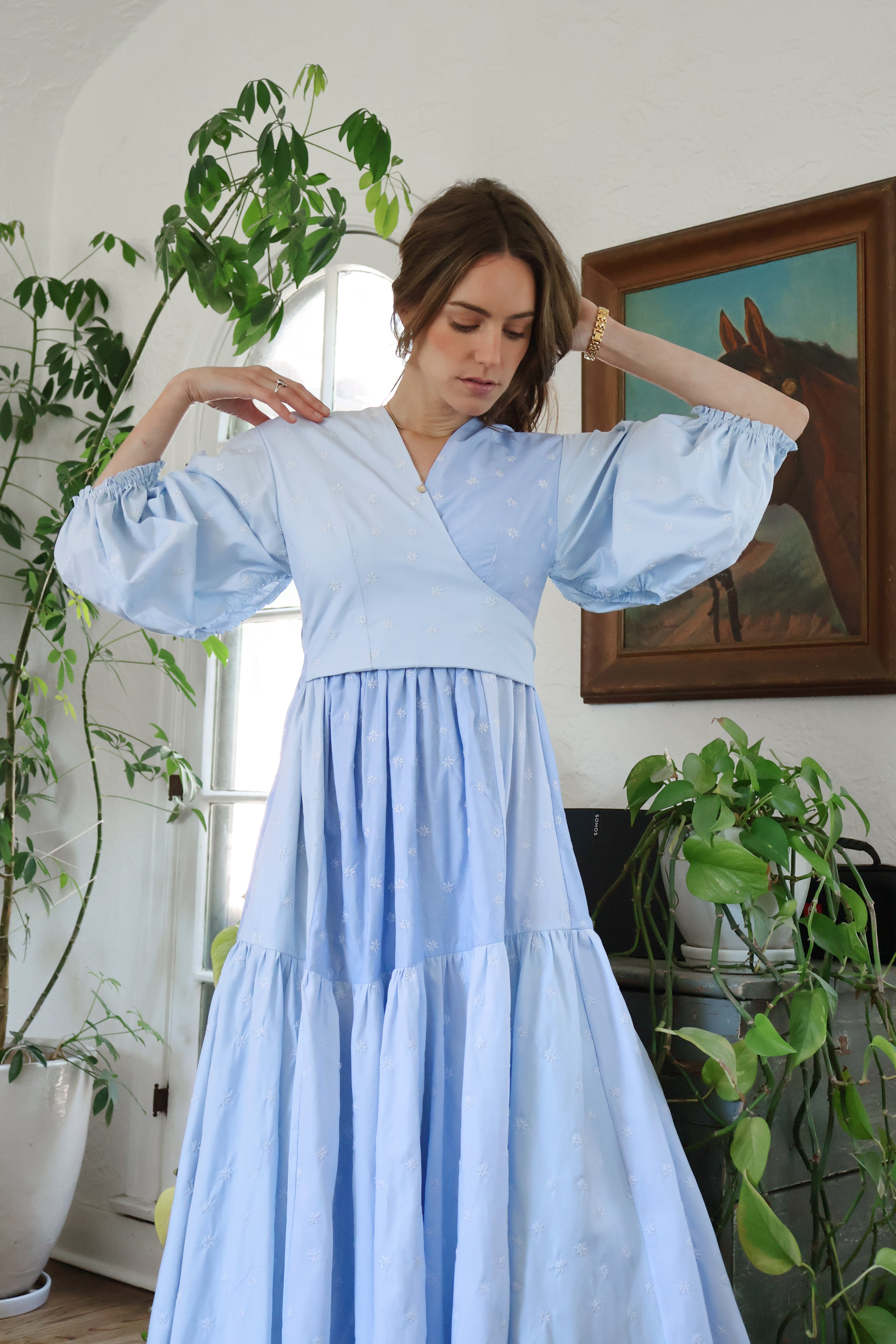 Calistoga Dress, Sky Blue Floral Embroidery - Paz Lifestyle 
