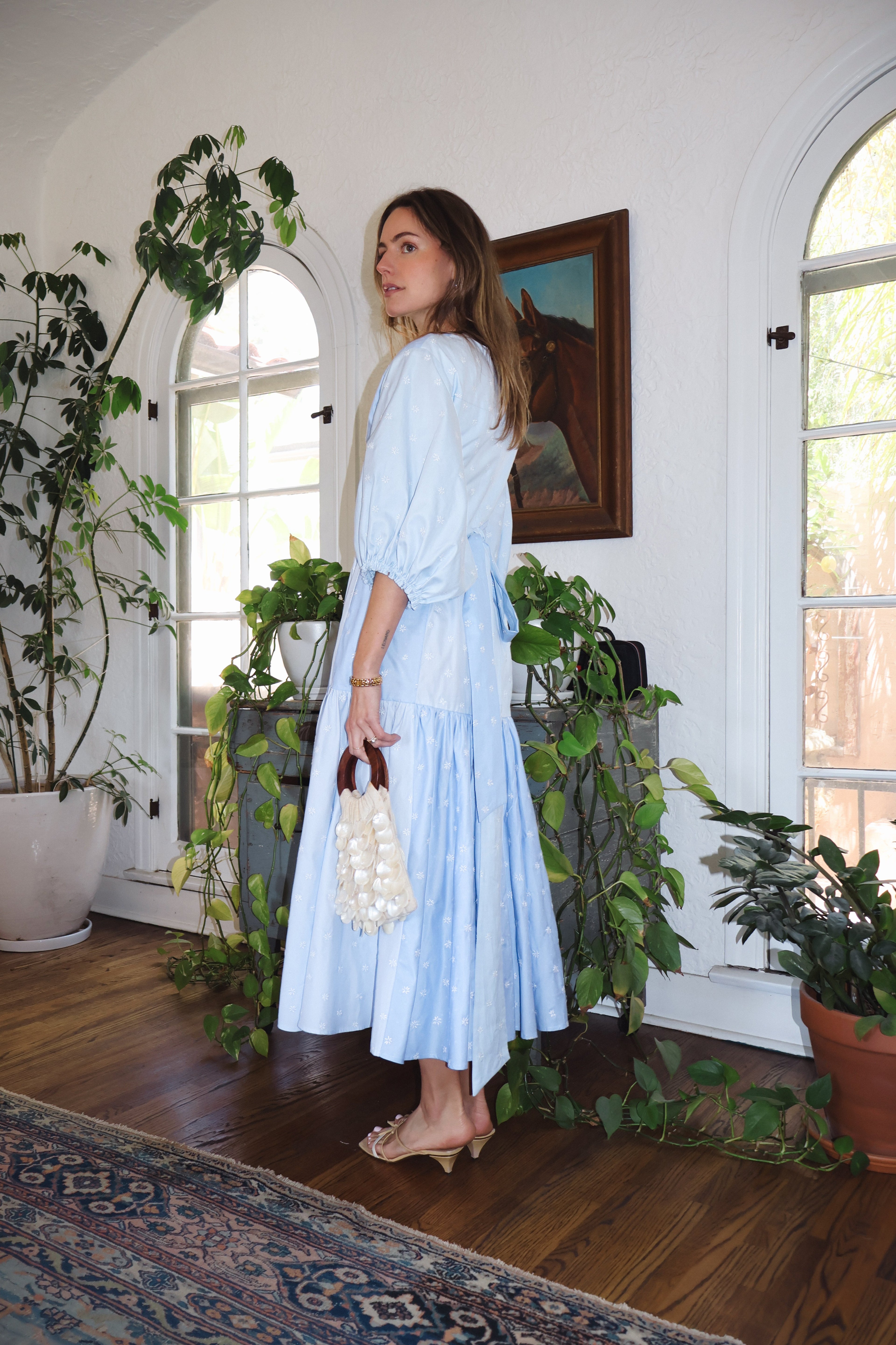 Calistoga Dress, Sky Blue Floral Embroidery - Paz Lifestyle 