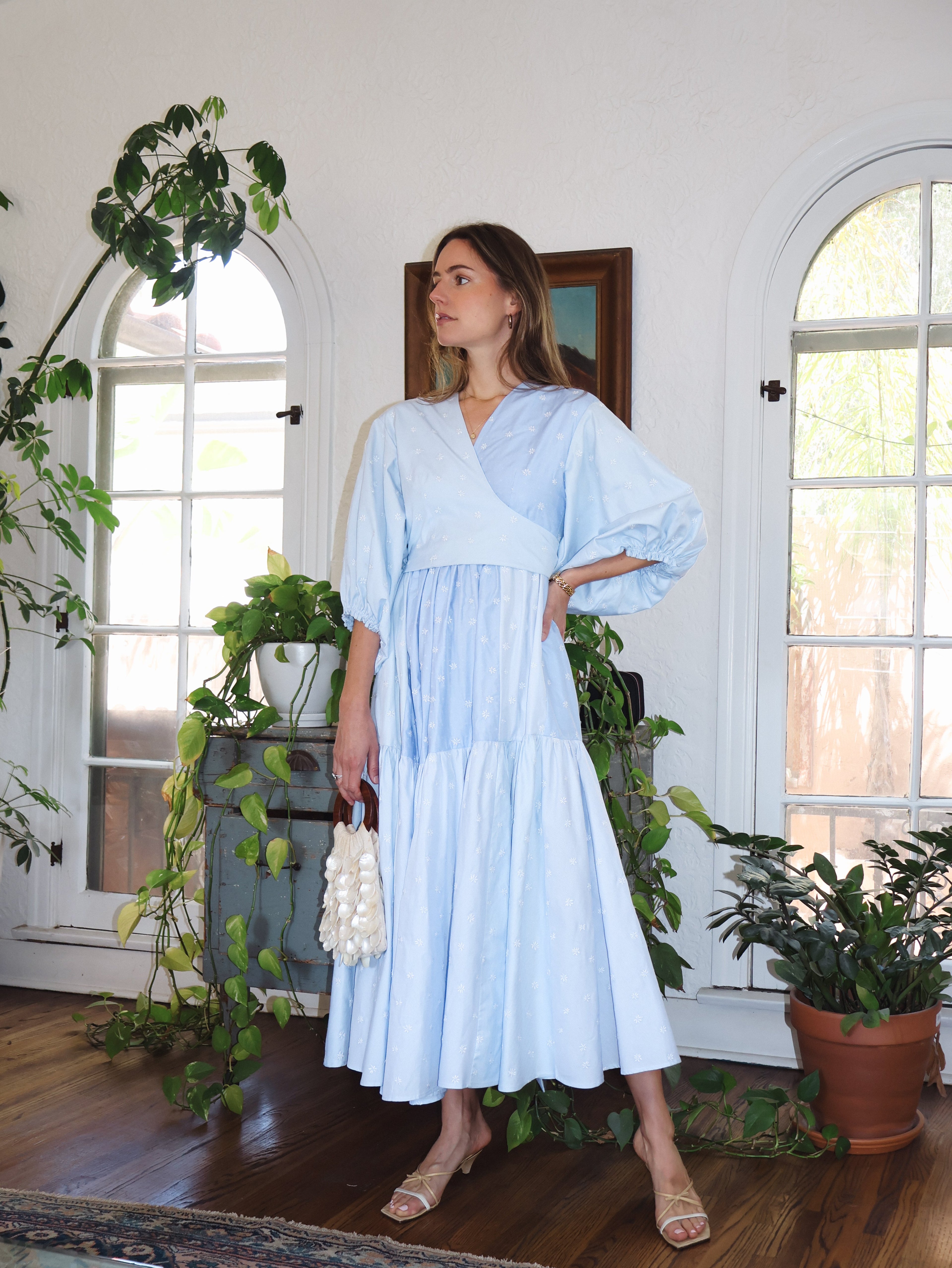 Calistoga Dress, Sky Blue Floral Embroidery - Paz Lifestyle 