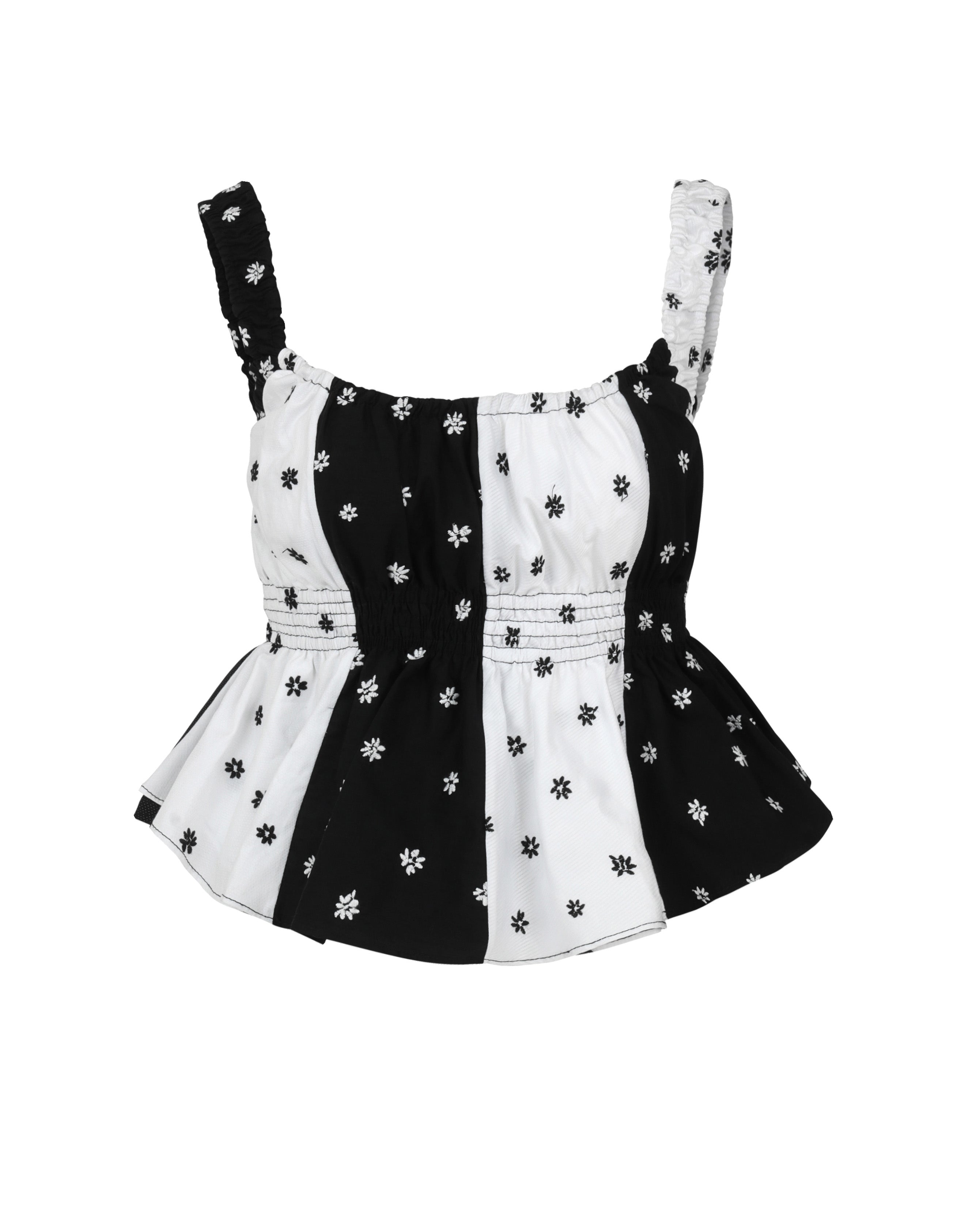 Marcela Top, Black & White Floral Embroidery - Paz Lifestyle 