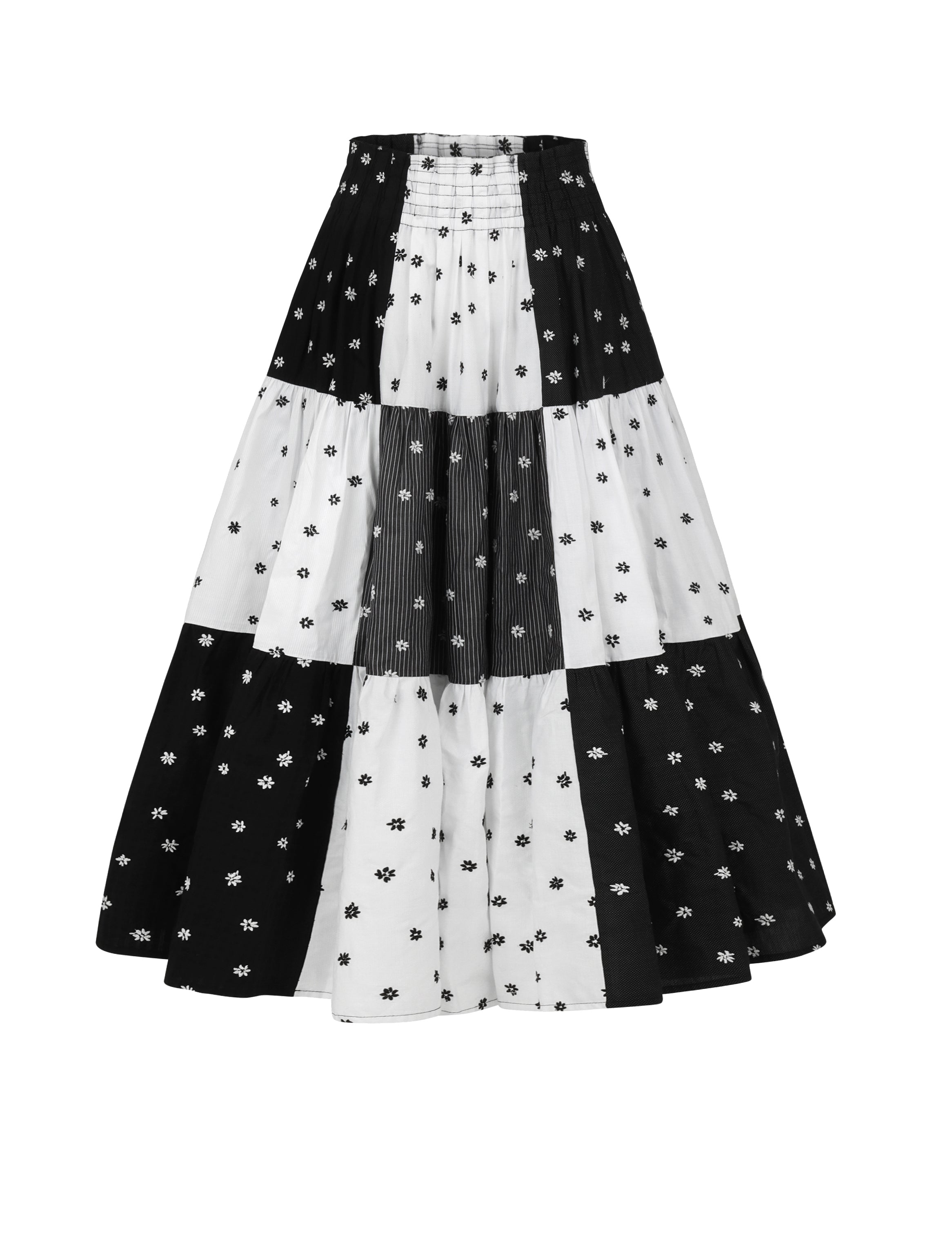 Maria Teresa Skirt, Black & White Floral Embroidery - Paz Lifestyle 