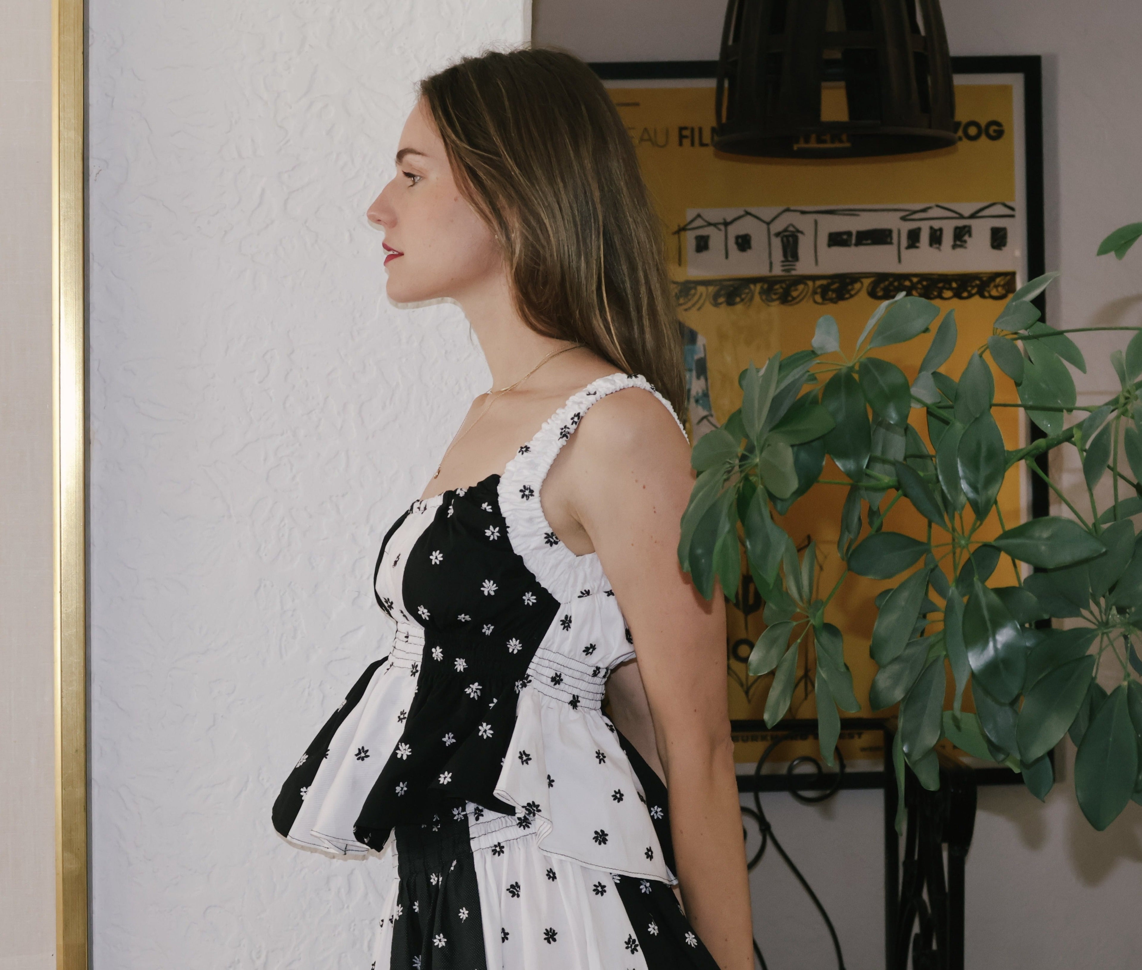 Marcela Top, Black & White Floral Embroidery - Paz Lifestyle 
