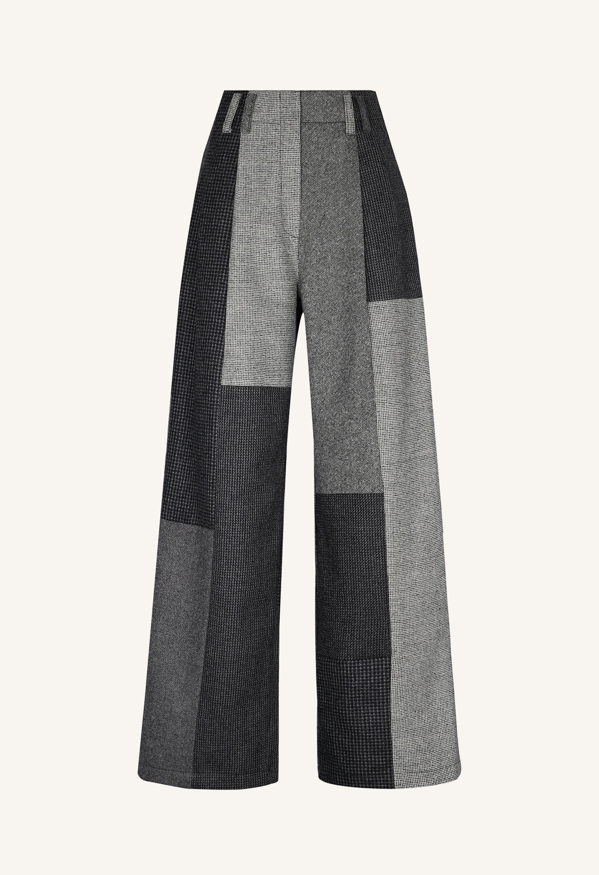 Guadalupe Trousers in Carbón Patchwork Merino Wool - Paz Lifestyle 