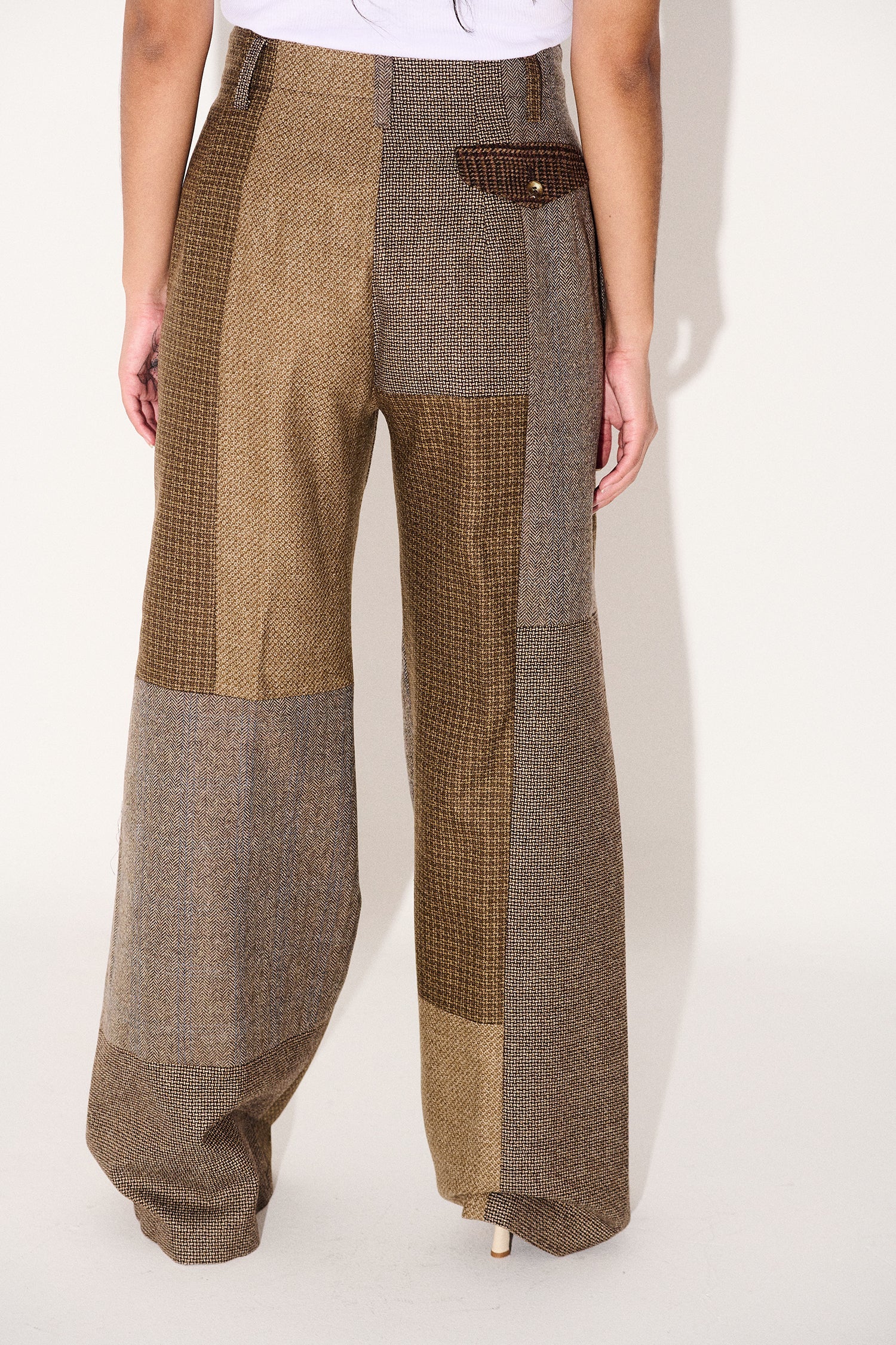 Guadalupe Trousers in Tostada Patchwork Merino Wool - Paz Lifestyle 