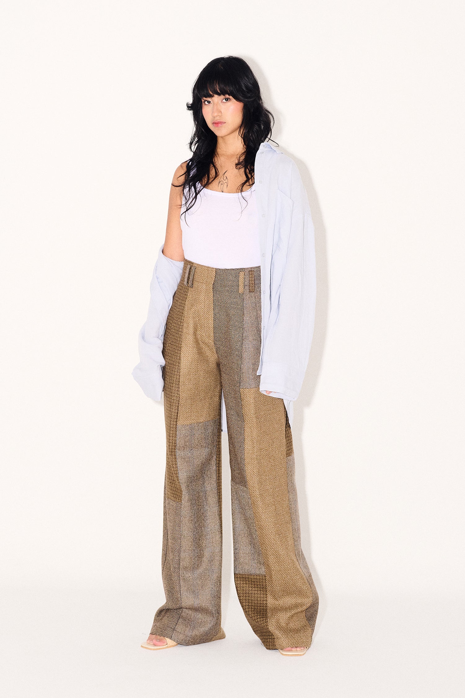Guadalupe Trousers in Tostada Patchwork Merino Wool - Paz Lifestyle 