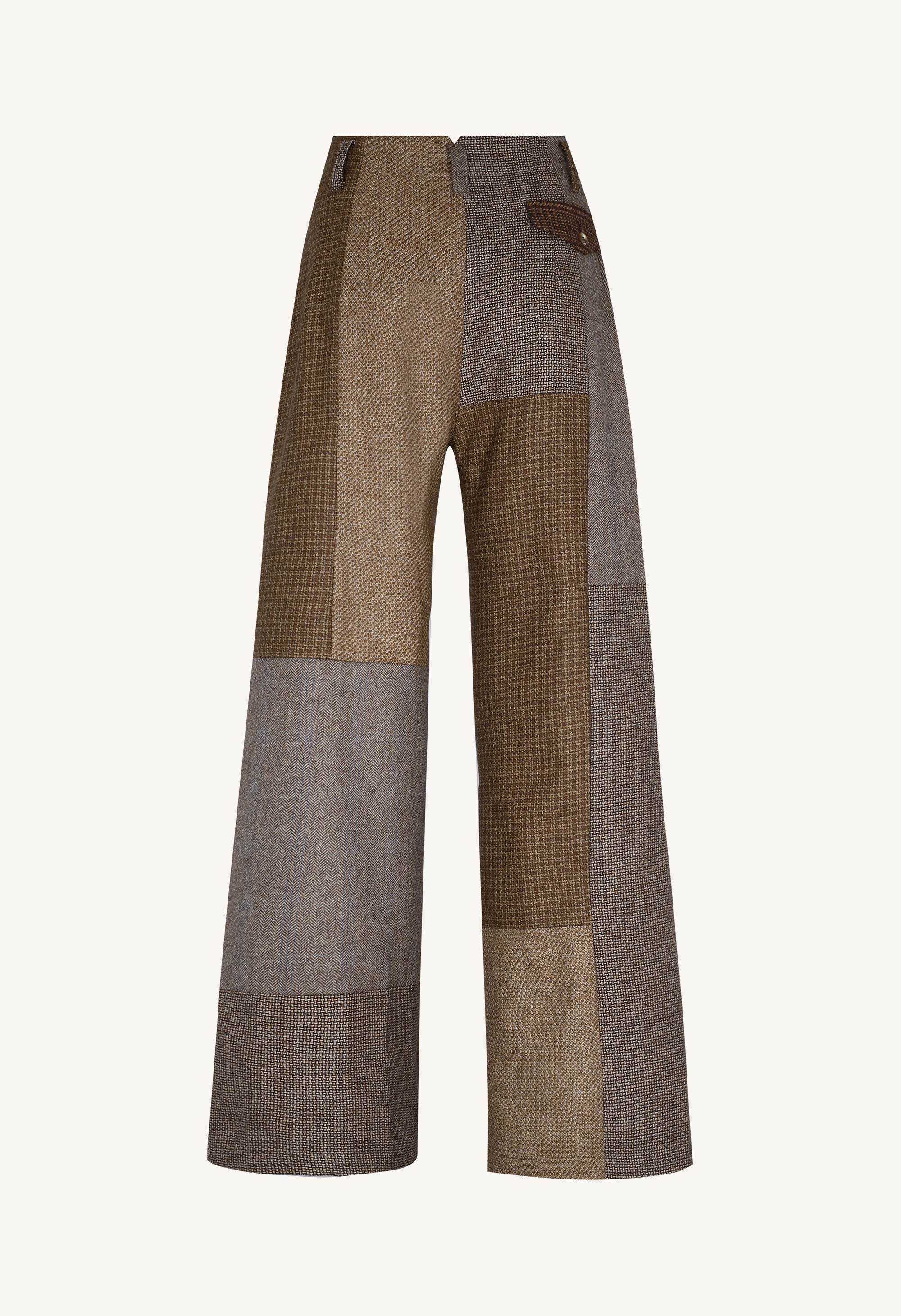 Guadalupe Trousers in Tostada Patchwork Merino Wool - Paz Lifestyle 