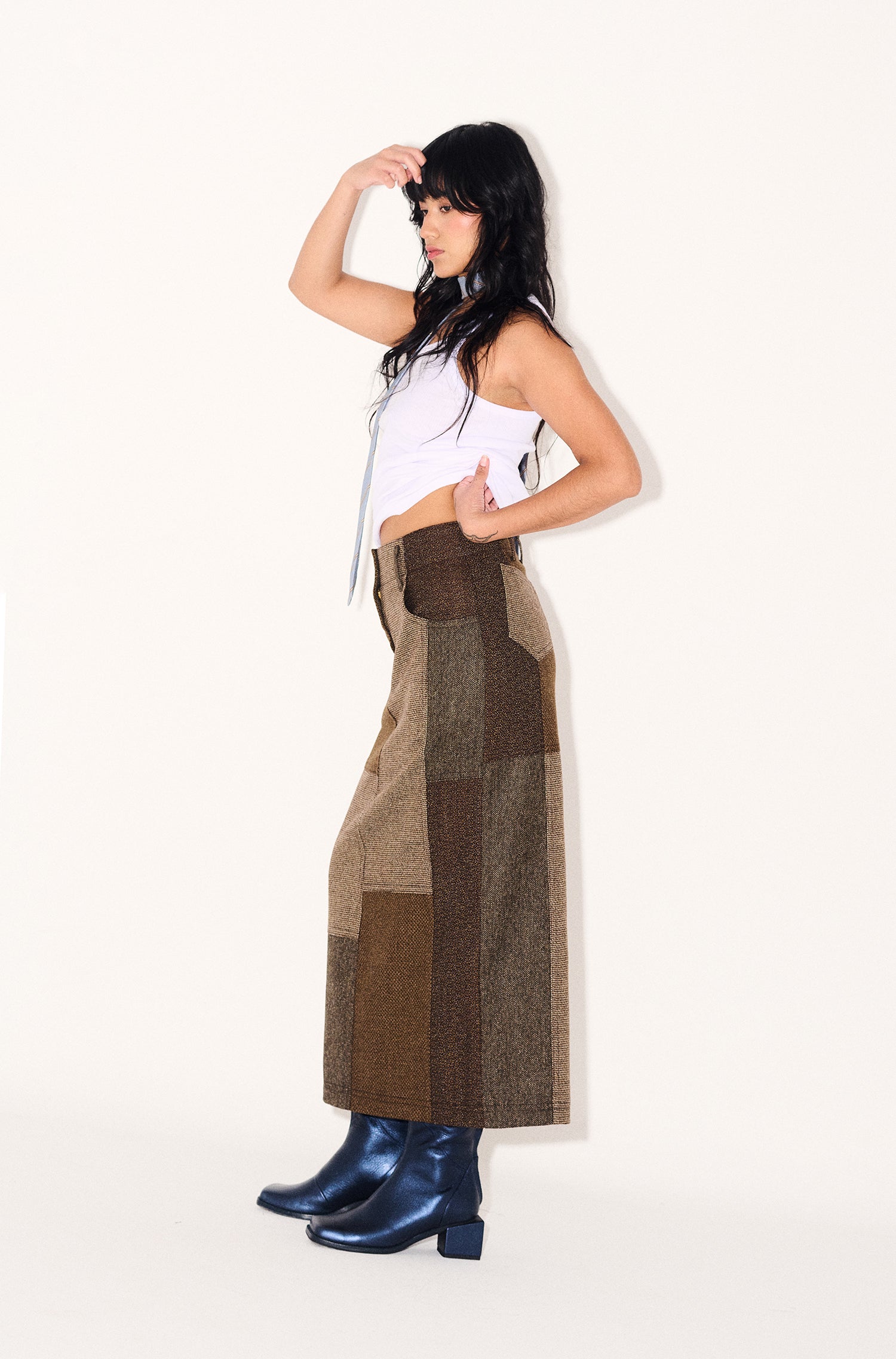 Juana Skirt in Tostada Patchwork Merino Wool - Paz Lifestyle 