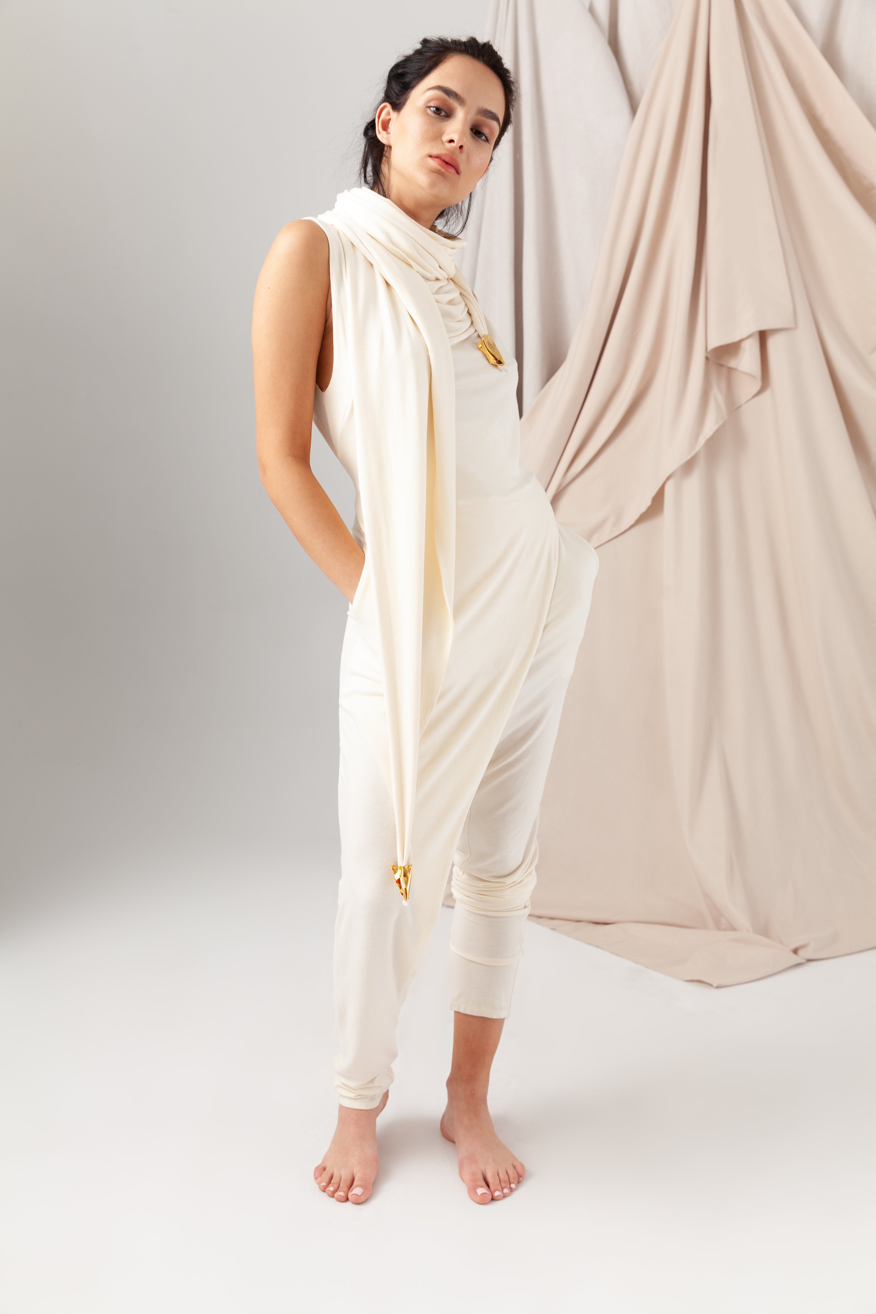 Sahara Jumpsuit - Ivory - Paz Lifestyle 