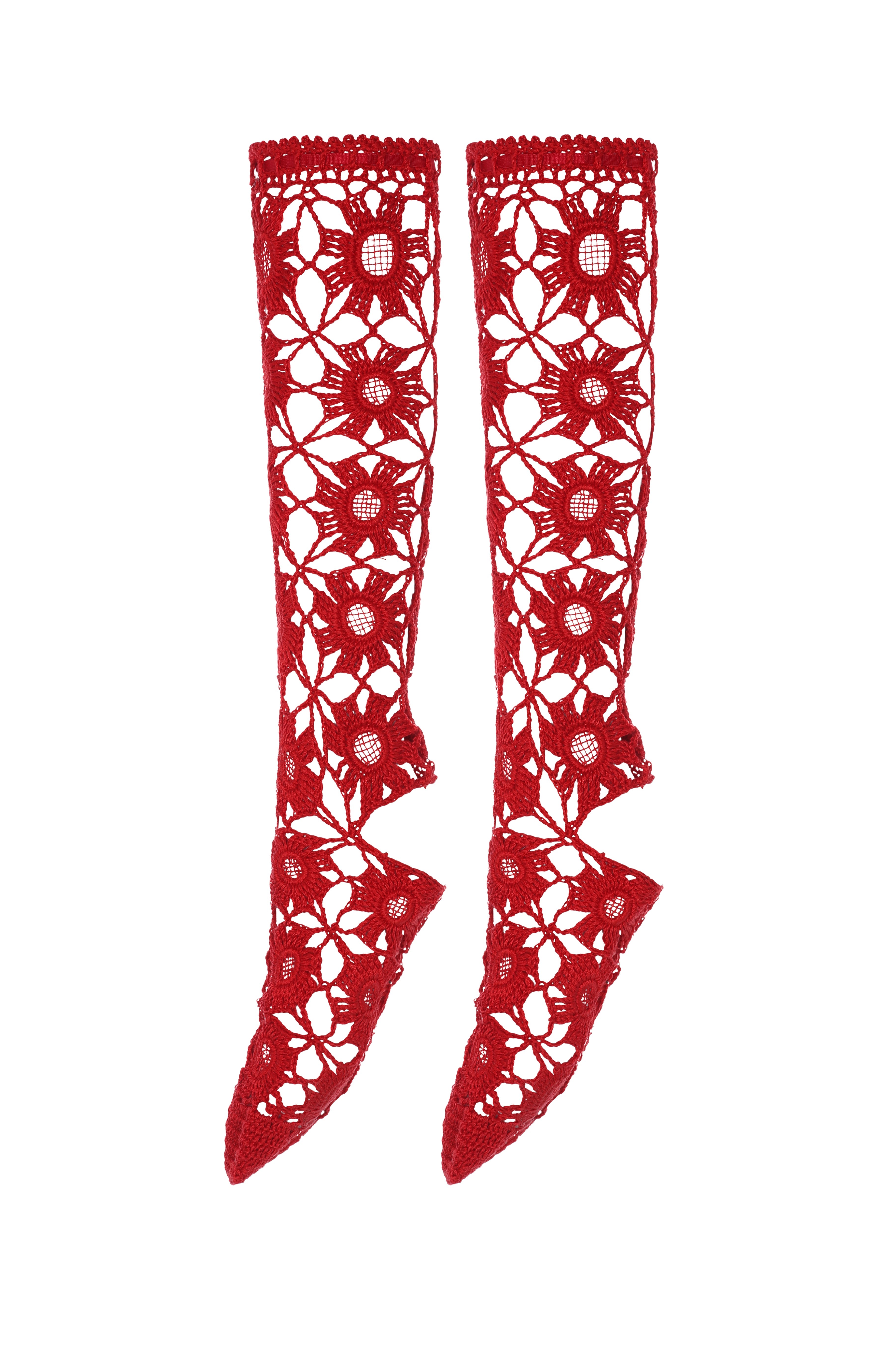 Flower Lace Socks Red