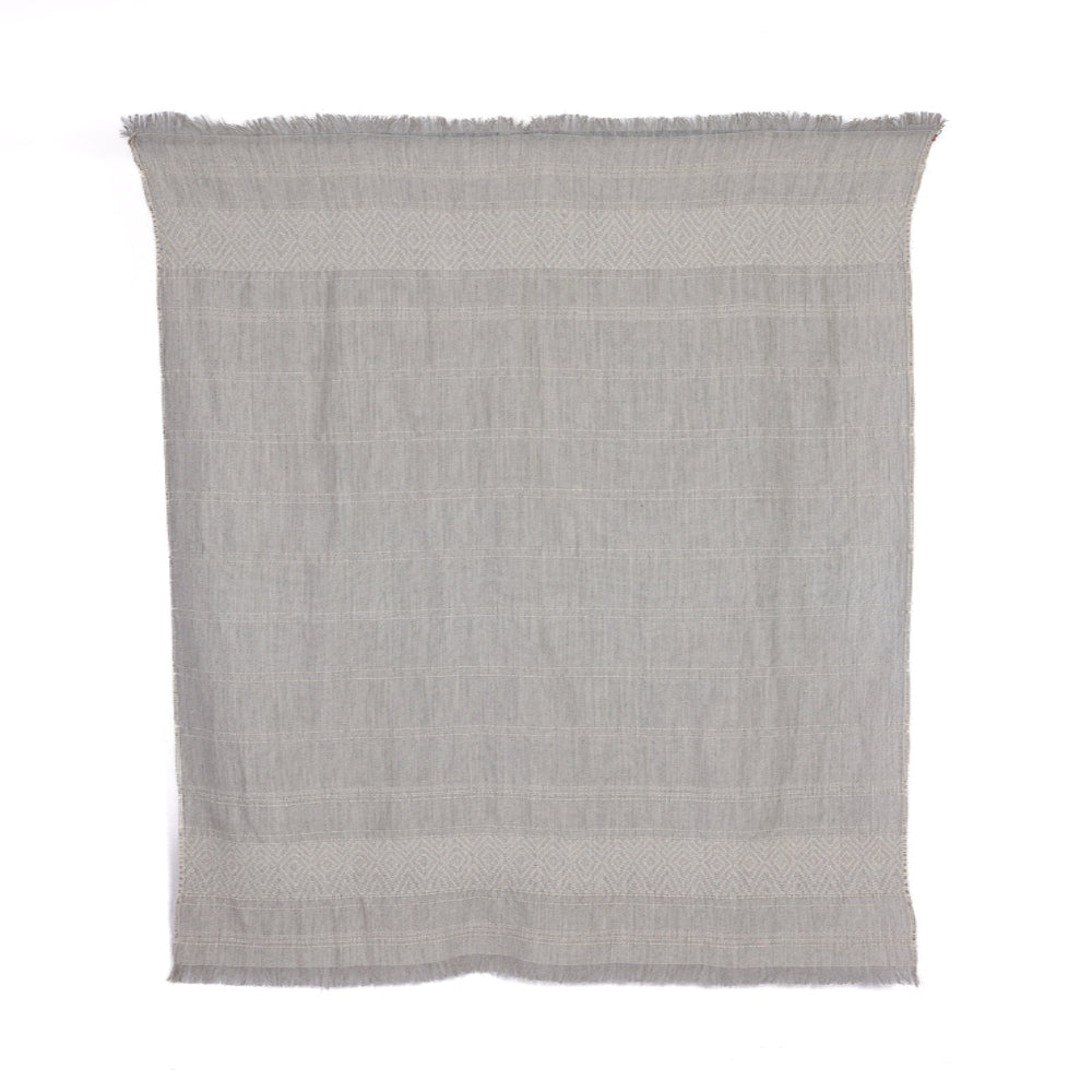 Allira Collection - Handloomed Alpaca Throw Blanket From Peru - Gray & Ivory CloudHaven