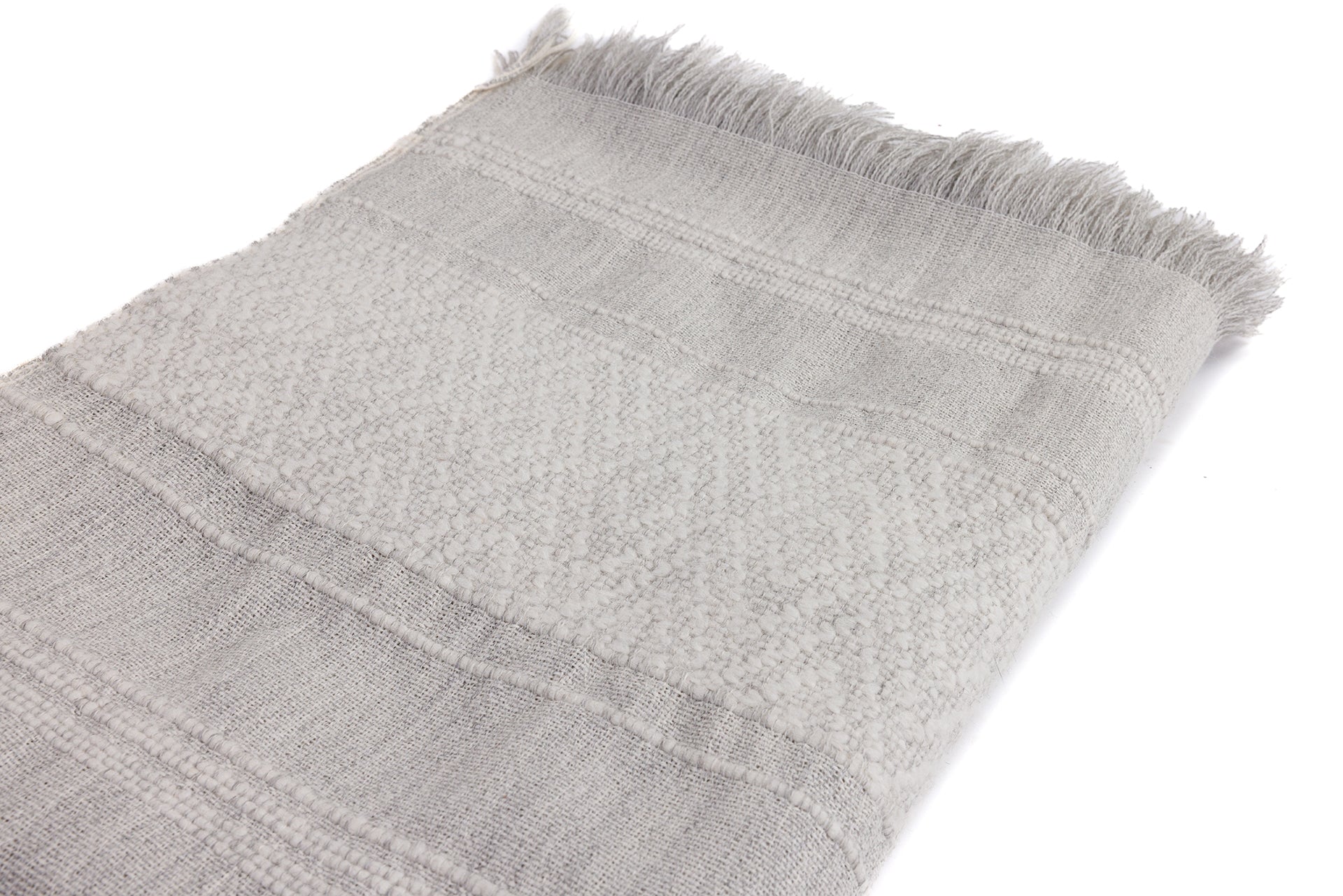 Allira Collection - Handloomed Alpaca Throw Blanket From Peru - Gray & Ivory CloudHaven