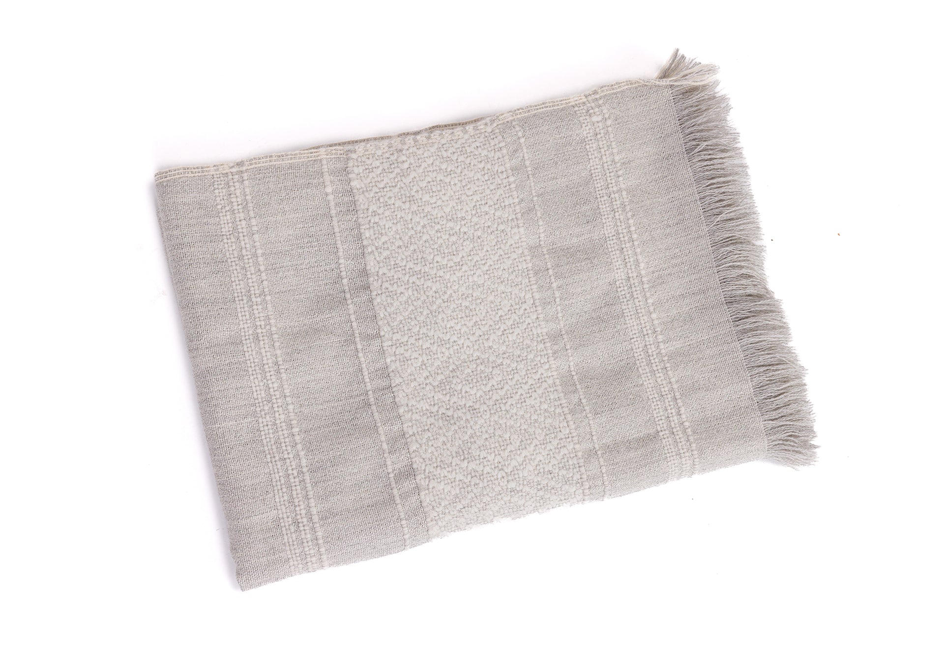 Allira Collection - Handloomed Alpaca Throw Blanket From Peru - Gray & Ivory CloudHaven