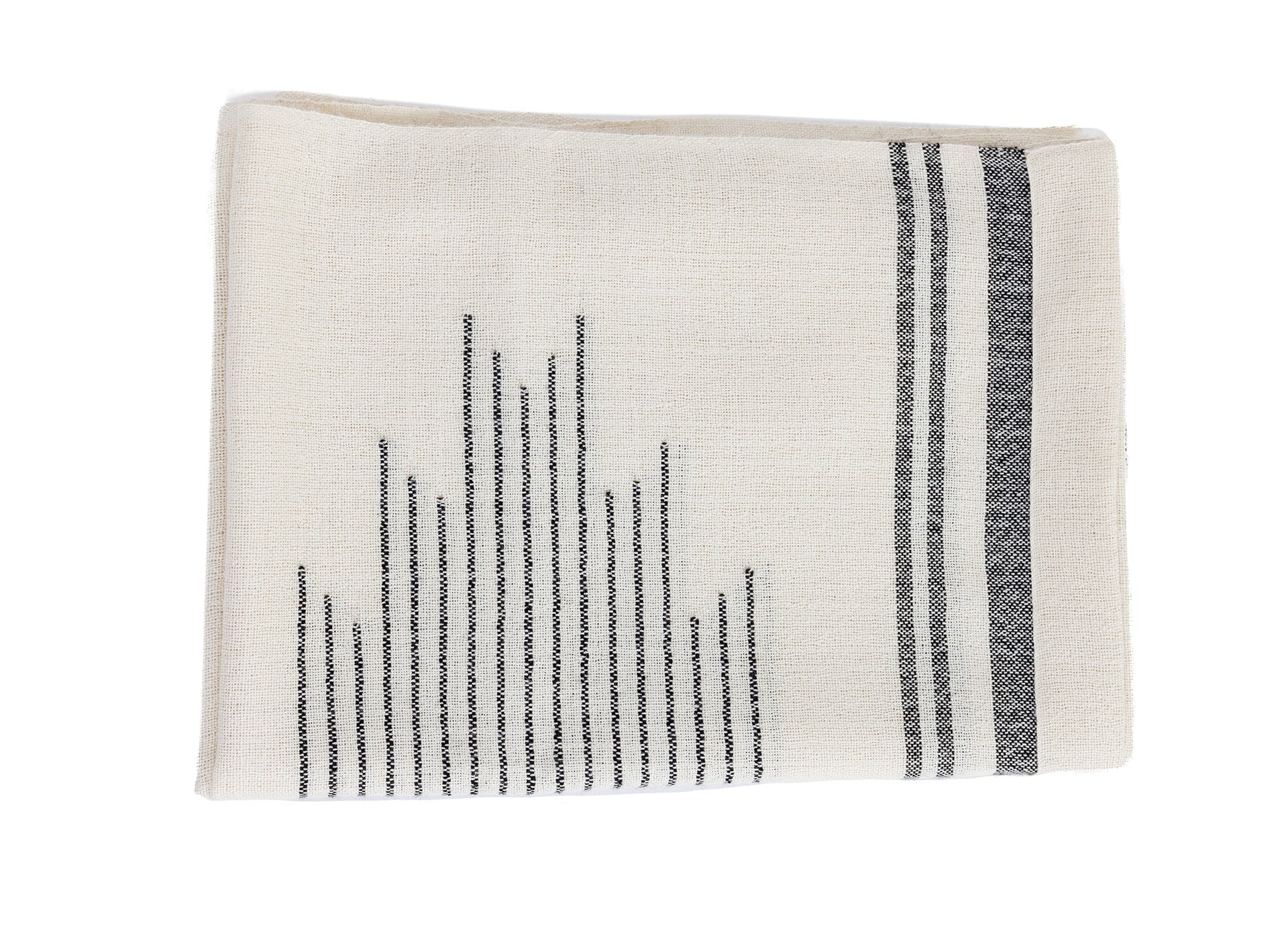 Miska Collection - Handloomed 100% Alpaca Throw Blanket from Peru - Ink & Ivory Horizon
