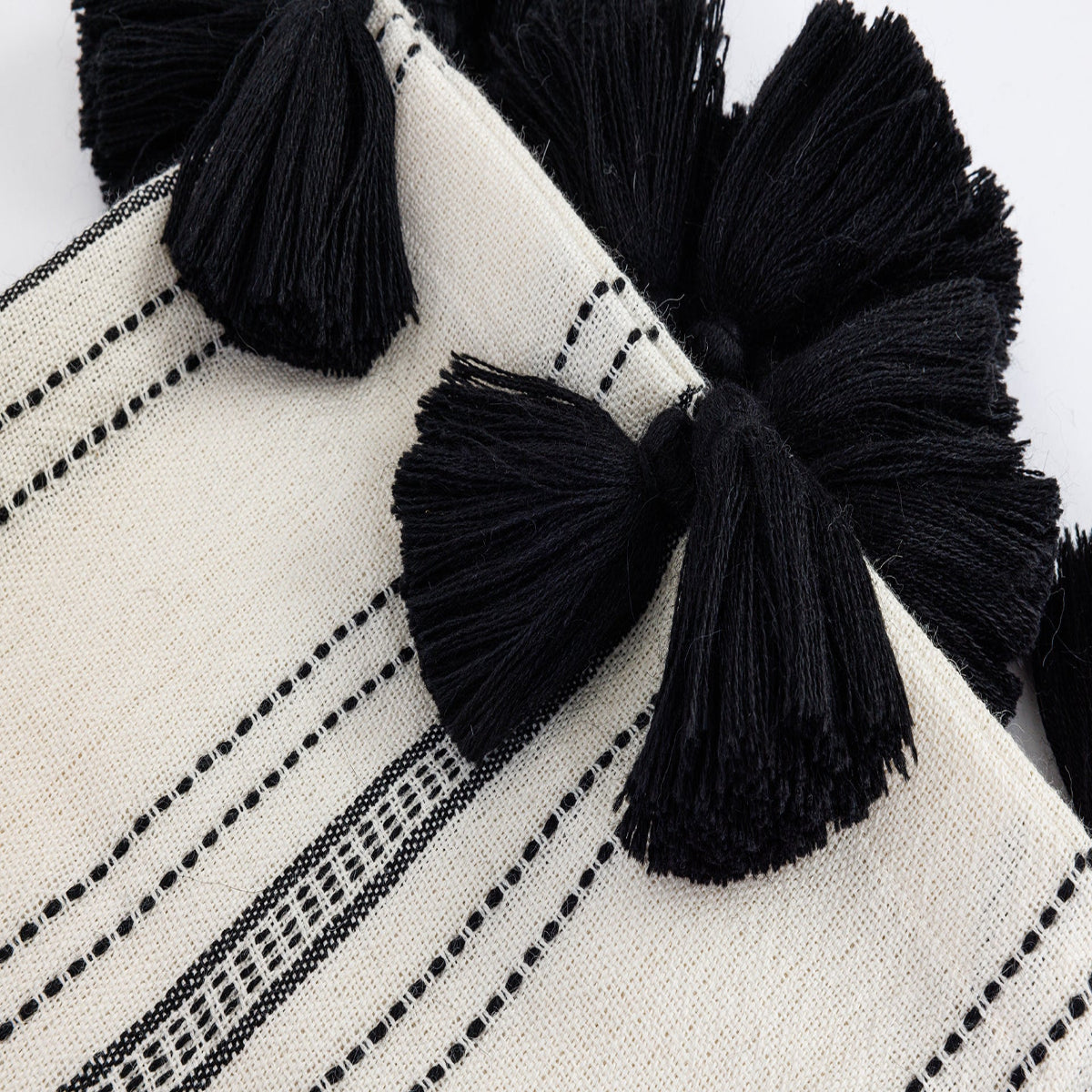 Miska Collection - Handloomed 100% Alpaca Throw Blanket From Peru - Ink & Ivory Pinstripe