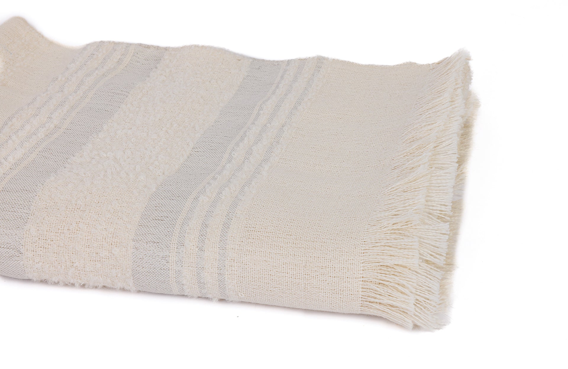 Allira Collection - Handloomed Alpaca Throw Blanket From Peru - Silver & Ivory Moon Mist