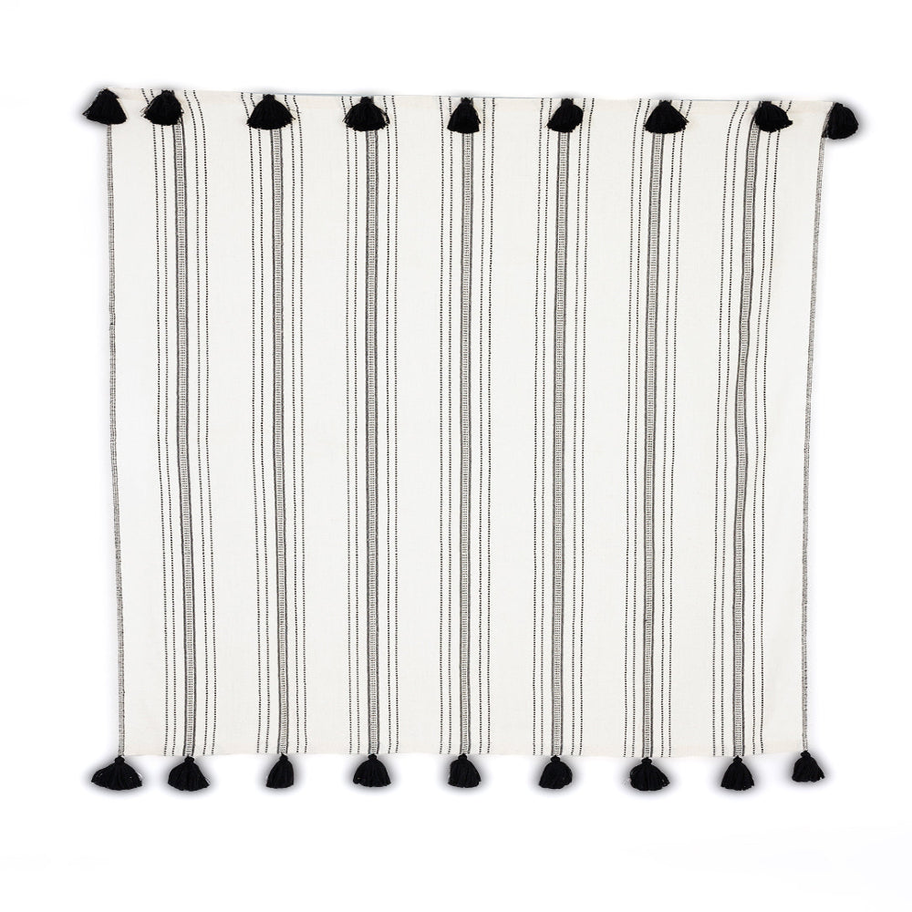 Miska Collection - Handloomed 100% Alpaca Throw Blanket From Peru - Ink & Ivory Pinstripe