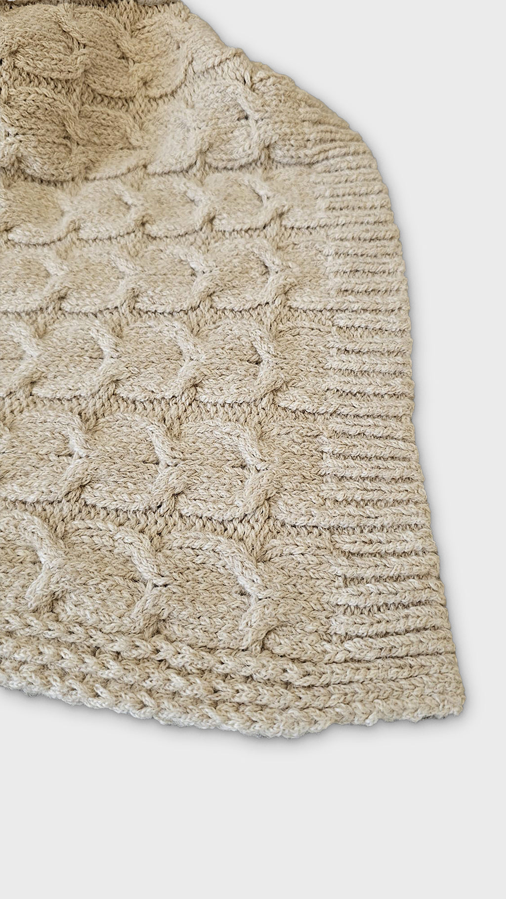 Muru Collection - Handloomed Peruvian Pima Cotton & Undyed Baby Alpaca Light Tan Cable Throw Blanket From Peru