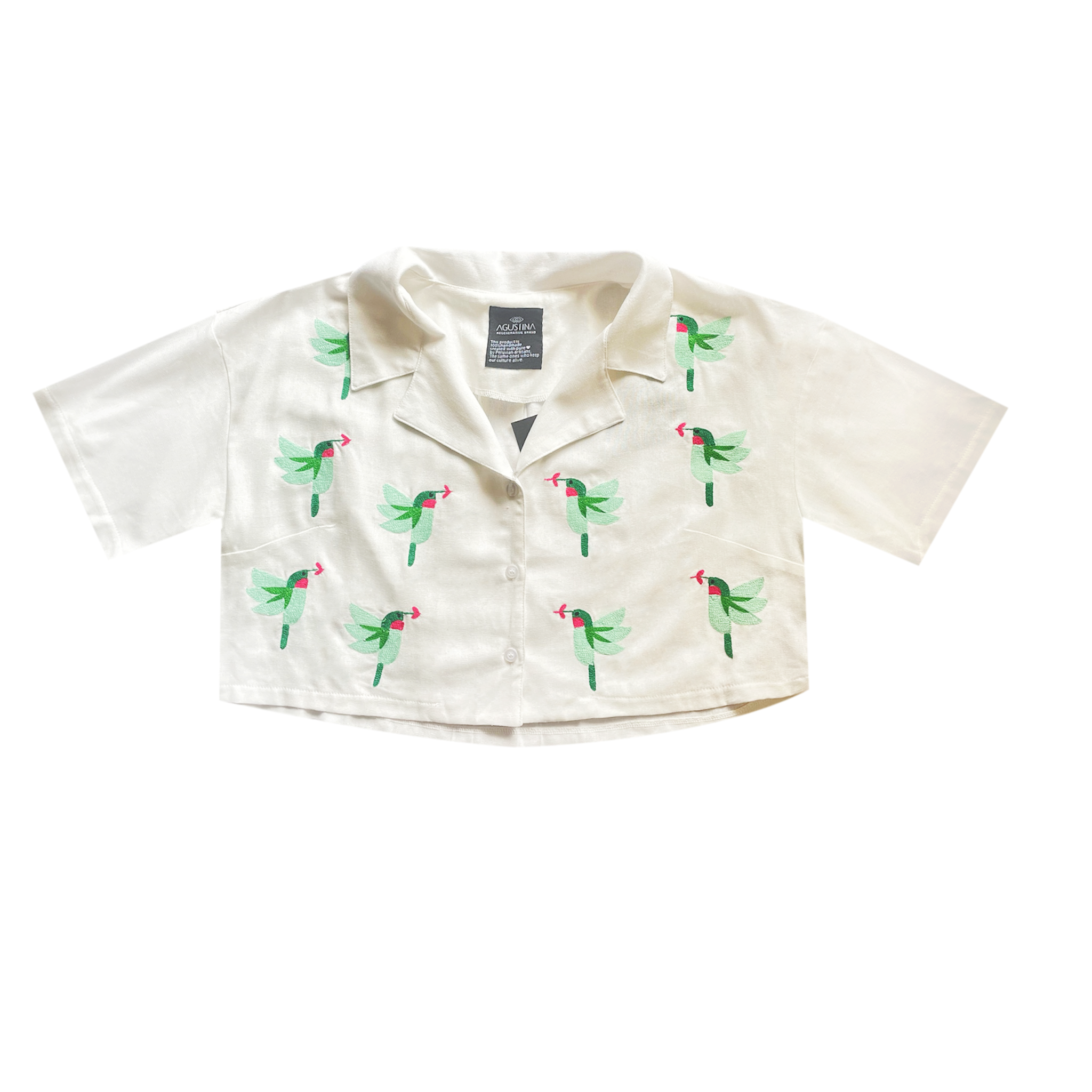 AGUSTINA - HUMMINGBIRDS CROP SHIRT - NOQA KASHANI COLLECTION - Paz Lifestyle 