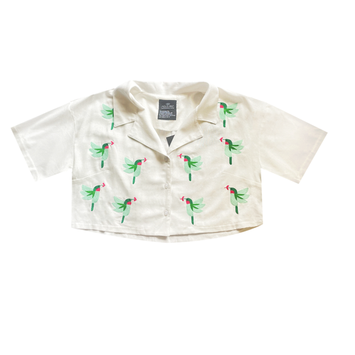 AGUSTINA - HUMMINGBIRDS CROP SHIRT - NOQA KASHANI COLLECTION - Paz Lifestyle 