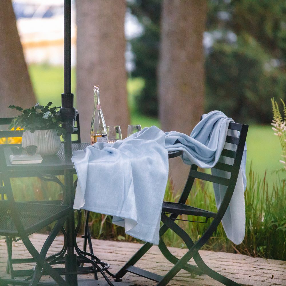 Kani Collection - Handwoven Reversible Alpaca Throw Blanket Powder Blue & White From Ecuador