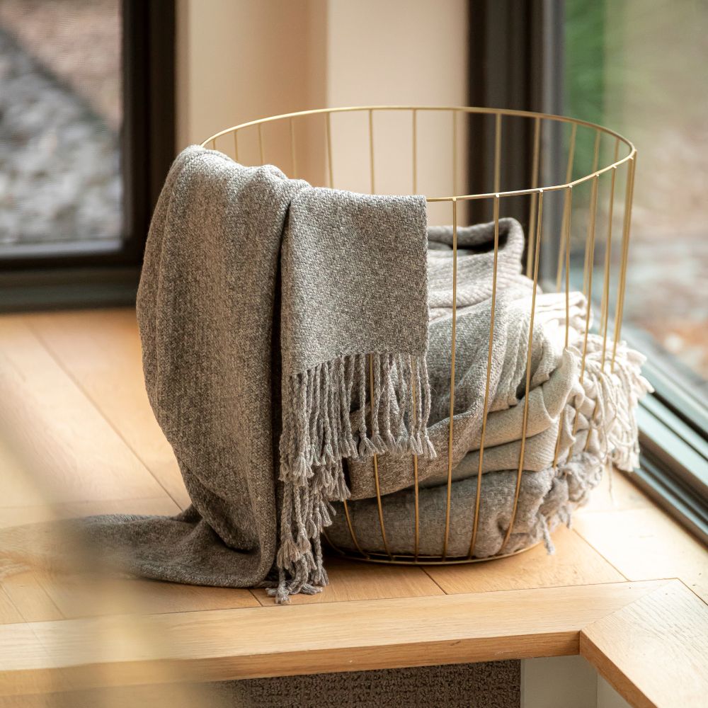 Kulsi Collection - Handloomed Peruvian Pima Cotton & Undyed Baby Alpaca Graphite Throw Blanket From Peru