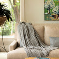 Handloomed Peruvian Pima Cotton & Undyed Baby Alpaca Graphite Cable Throw Blanket - Muru Collection