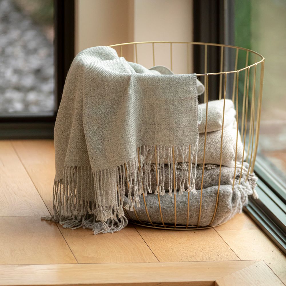 Wasi Collection - Handloomed 100% Undyed Baby Alpaca Silver Throw Blanket From Peru
