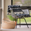 Handwoven Reversible Geometric Blue Gray & Cream Alpaca Throw Blanket - Yachana Collection