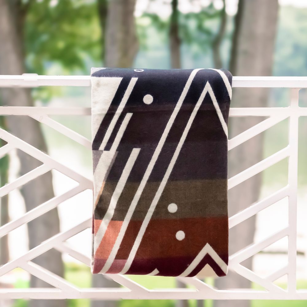 Pacha Collection - Handwoven Reversible Chevron Peach Red Gray & Black Alpaca Throw Blanket From Ecuador