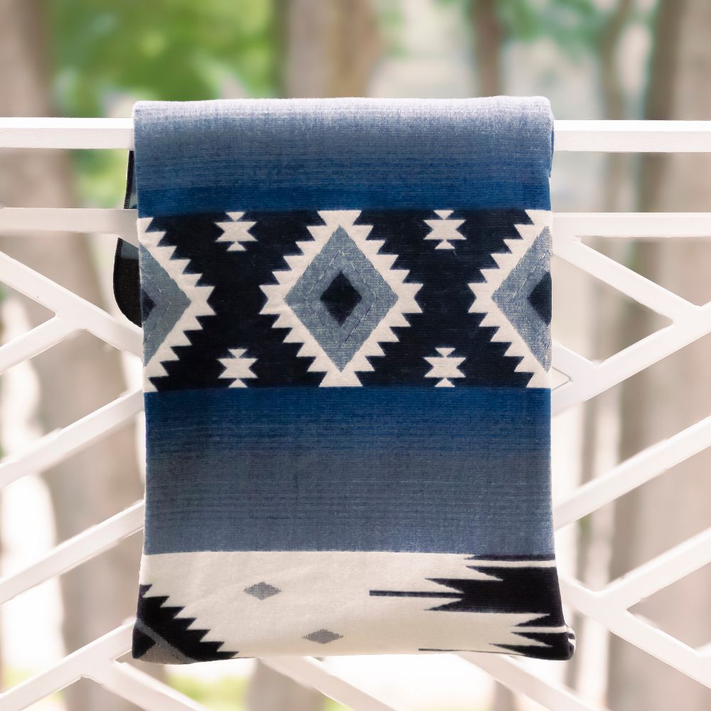 Pacha Collection - Handwoven Diamond Dark Blue Gray & Black Alpaca Throw Blanket From Ecuador