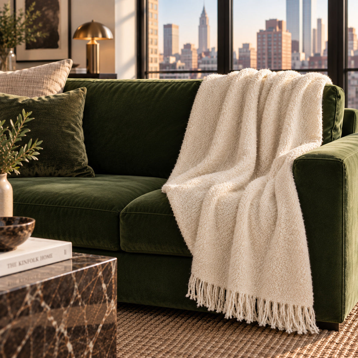 Handloomed Alpaca Bouclé Throw Blanket | Ivory | Made in Peru