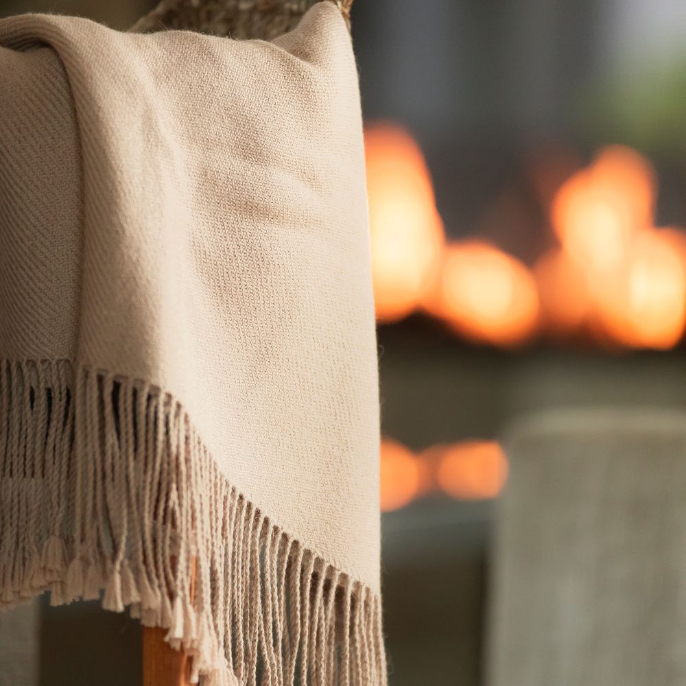 Wasi Collection - Handloomed Undyed 100% Baby Alpaca Camel Brown Throw Blanket From Peru