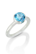 Silver Swiss Blue Topaz Open Bezel Ring