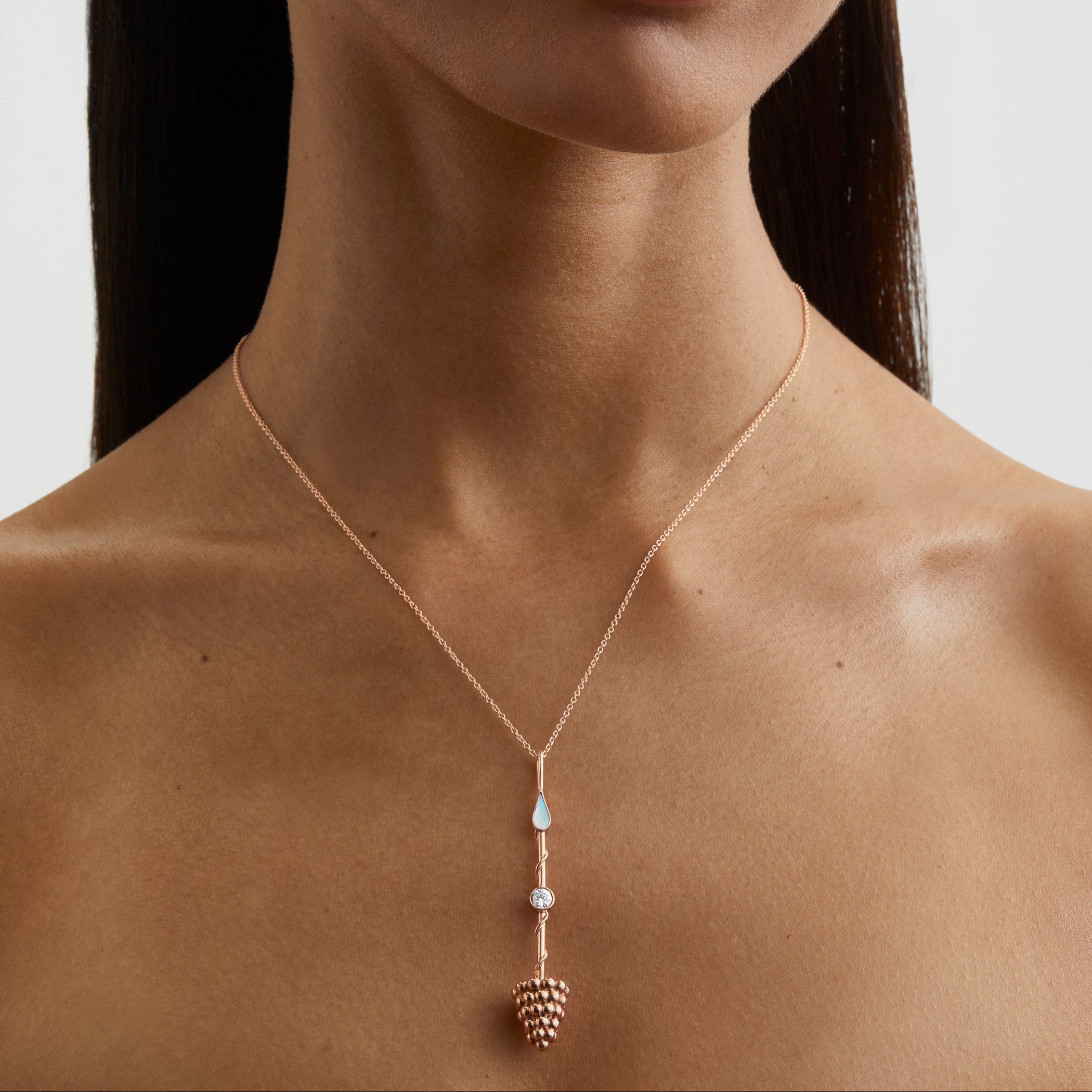 Prosperity Wand Pendant in Rose Gold