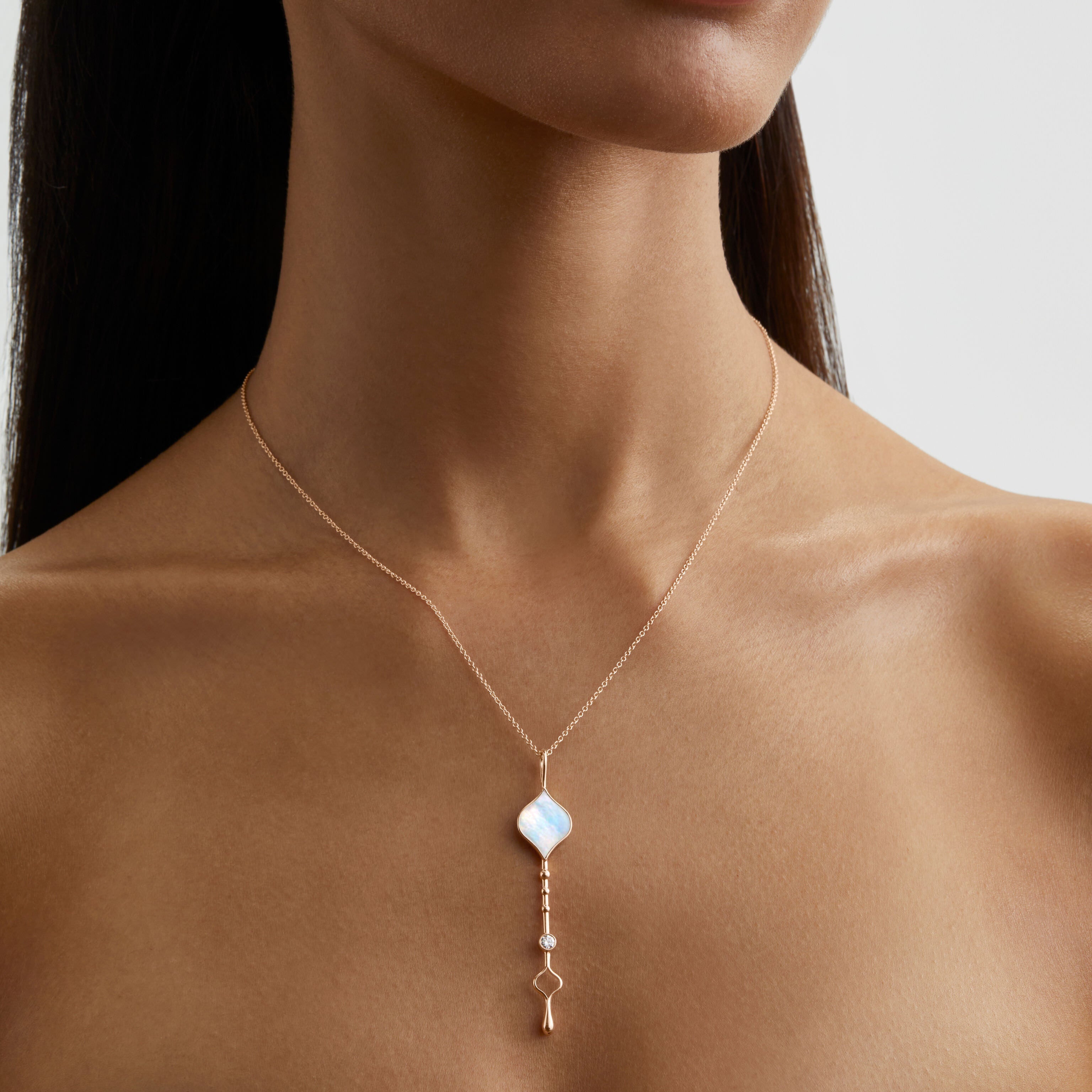 Unity Wand Pendant in Sterling Silver and Mother-of-Pearl