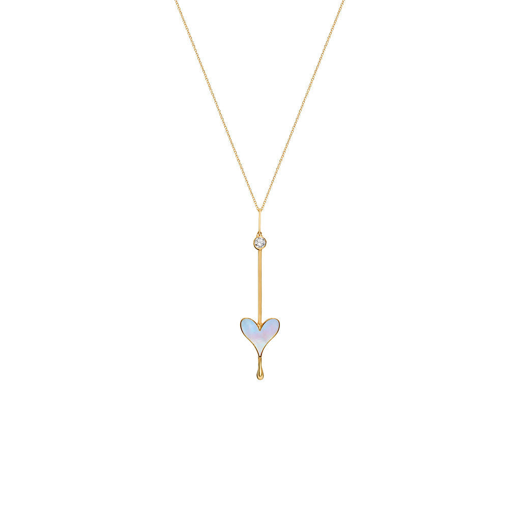 Love Wand Pendant in 18k Yellow Gold and Mother-of-Pearl - Paz Lifestyle 